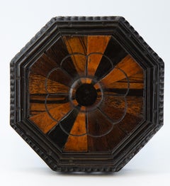 Rare Antique Ebony And Specimen Wood Ceylonese Miniature Octagonal Table