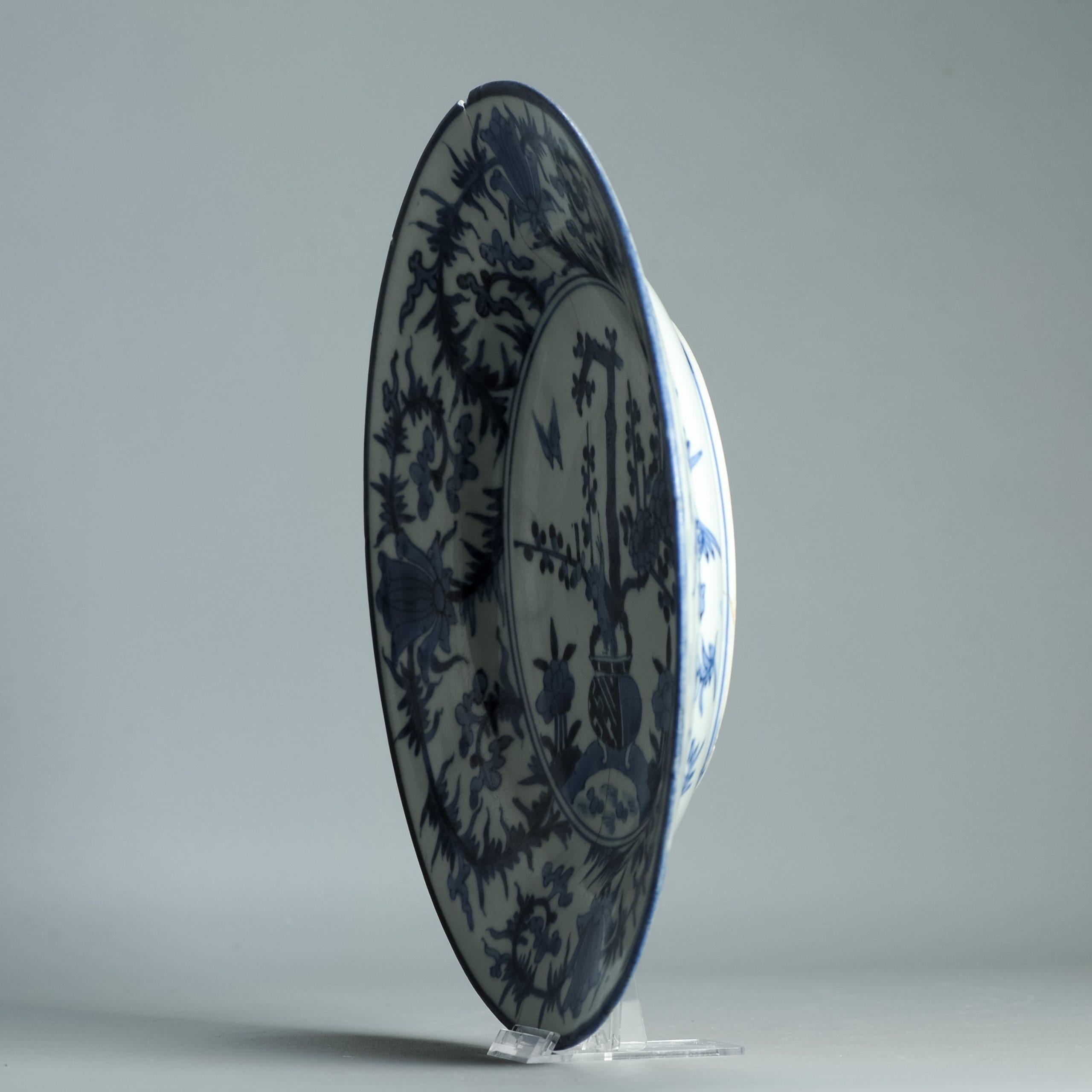 Rare plat Arita ancien de la période Edo vers 1680 -1700 en porcelaine japonaise en vente 4