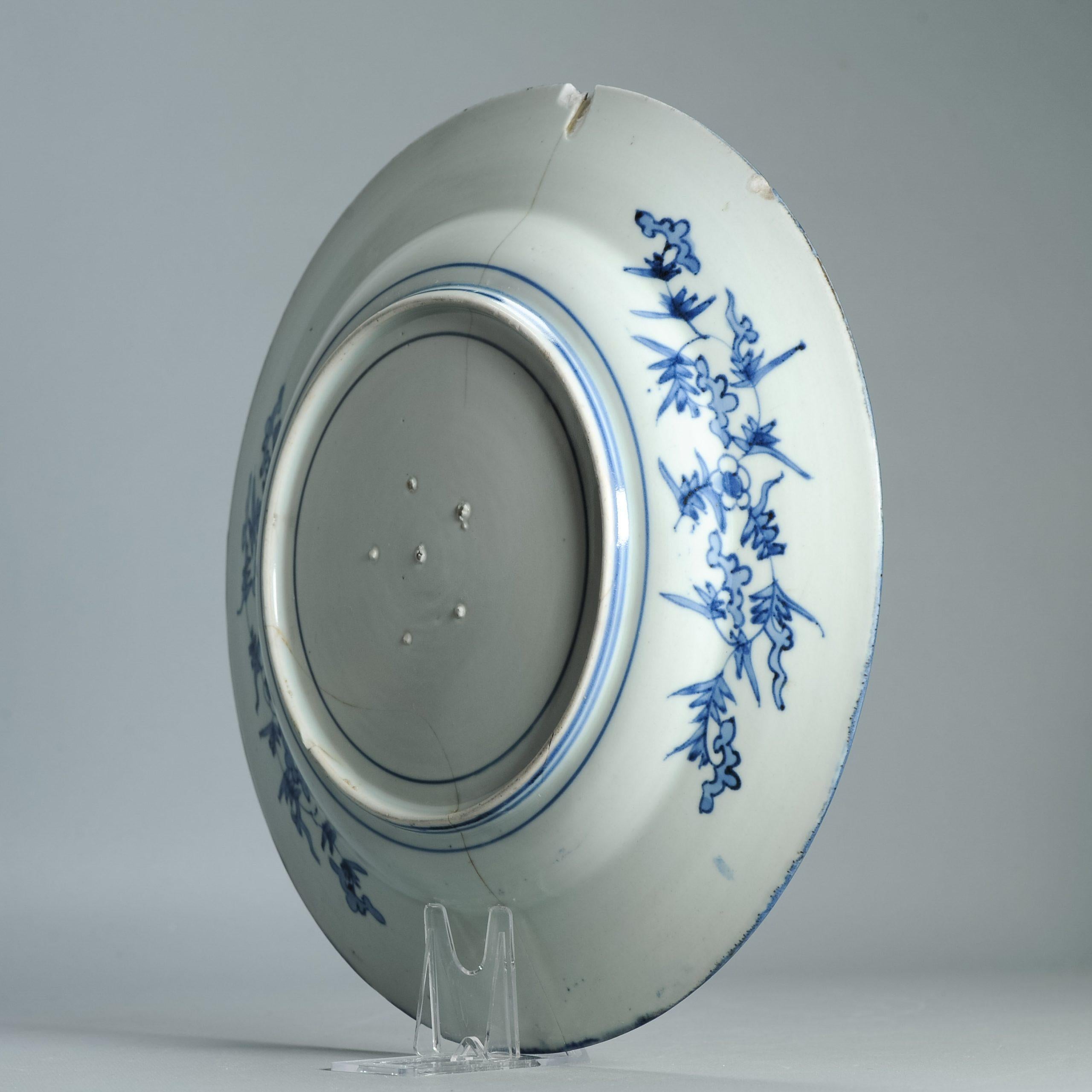 Rare plat Arita ancien de la période Edo vers 1680 -1700 en porcelaine japonaise en vente 6