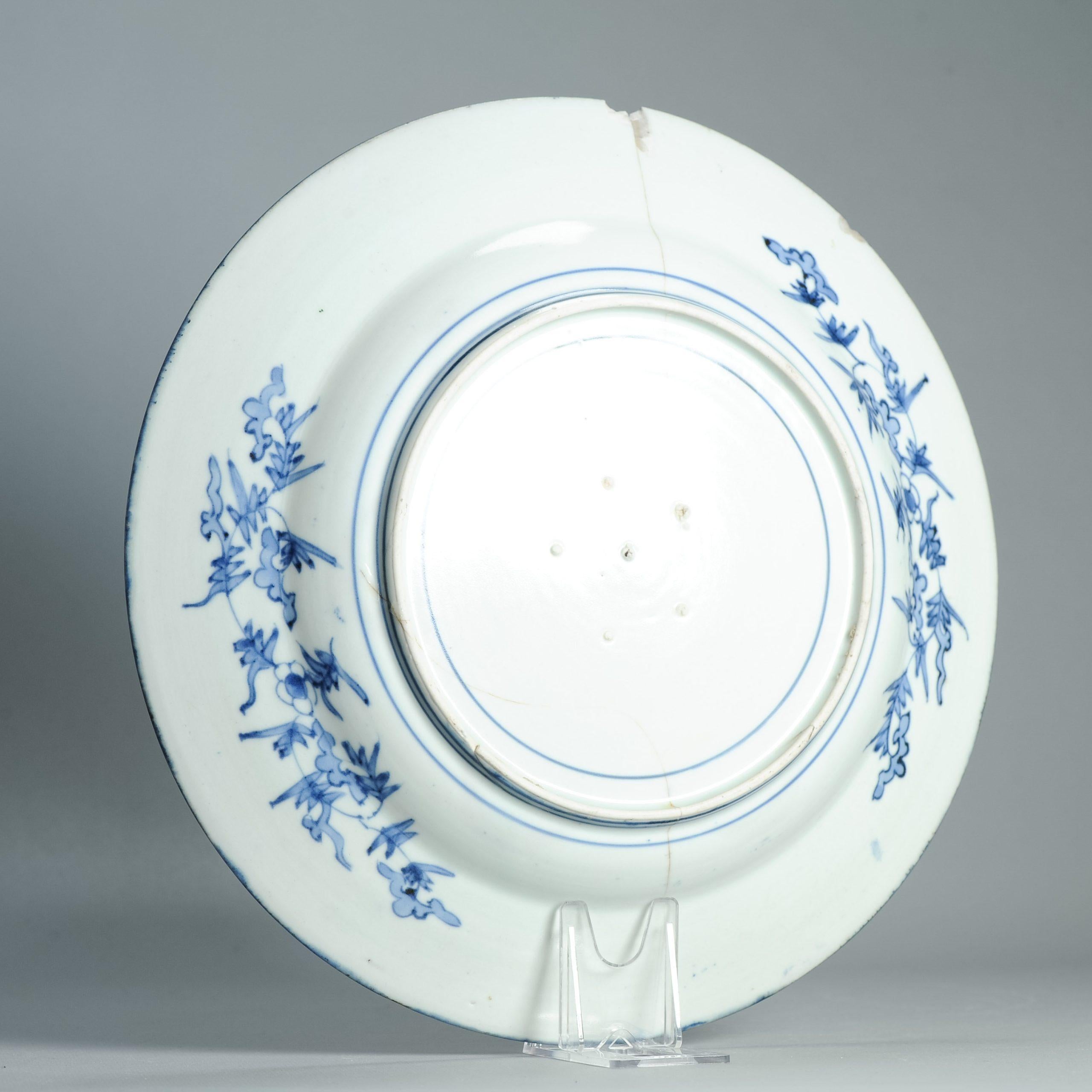 Rare plat Arita ancien de la période Edo vers 1680 -1700 en porcelaine japonaise en vente 3
