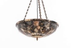 RARE Antique Edwardian Hand Crafted Alabaster Plafonnier Ceiling Light, C.1900