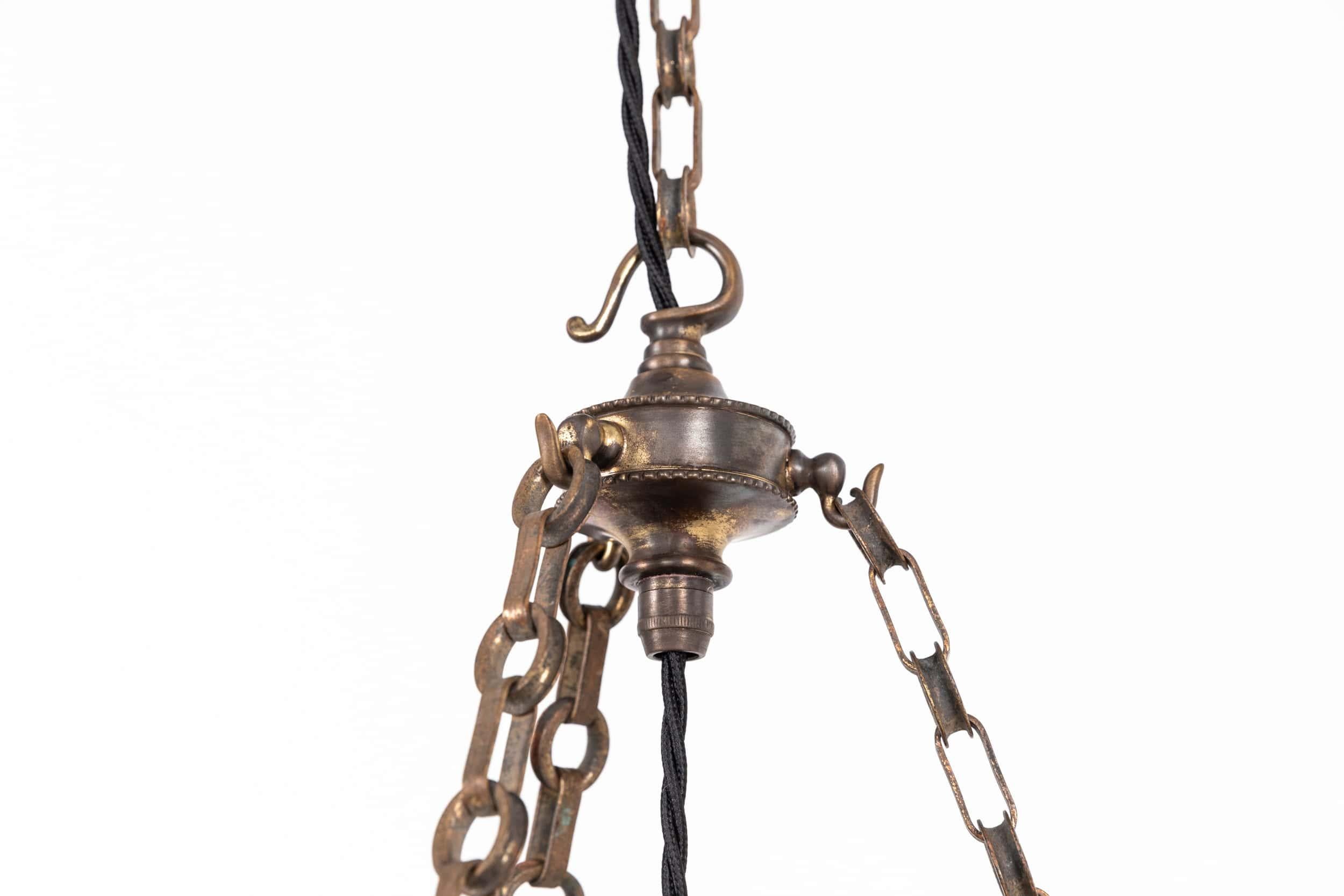 Brass RARE Antique Edwardian Hand Crafted Alabaster Plafonnier Ceiling Light, C.1900 For Sale