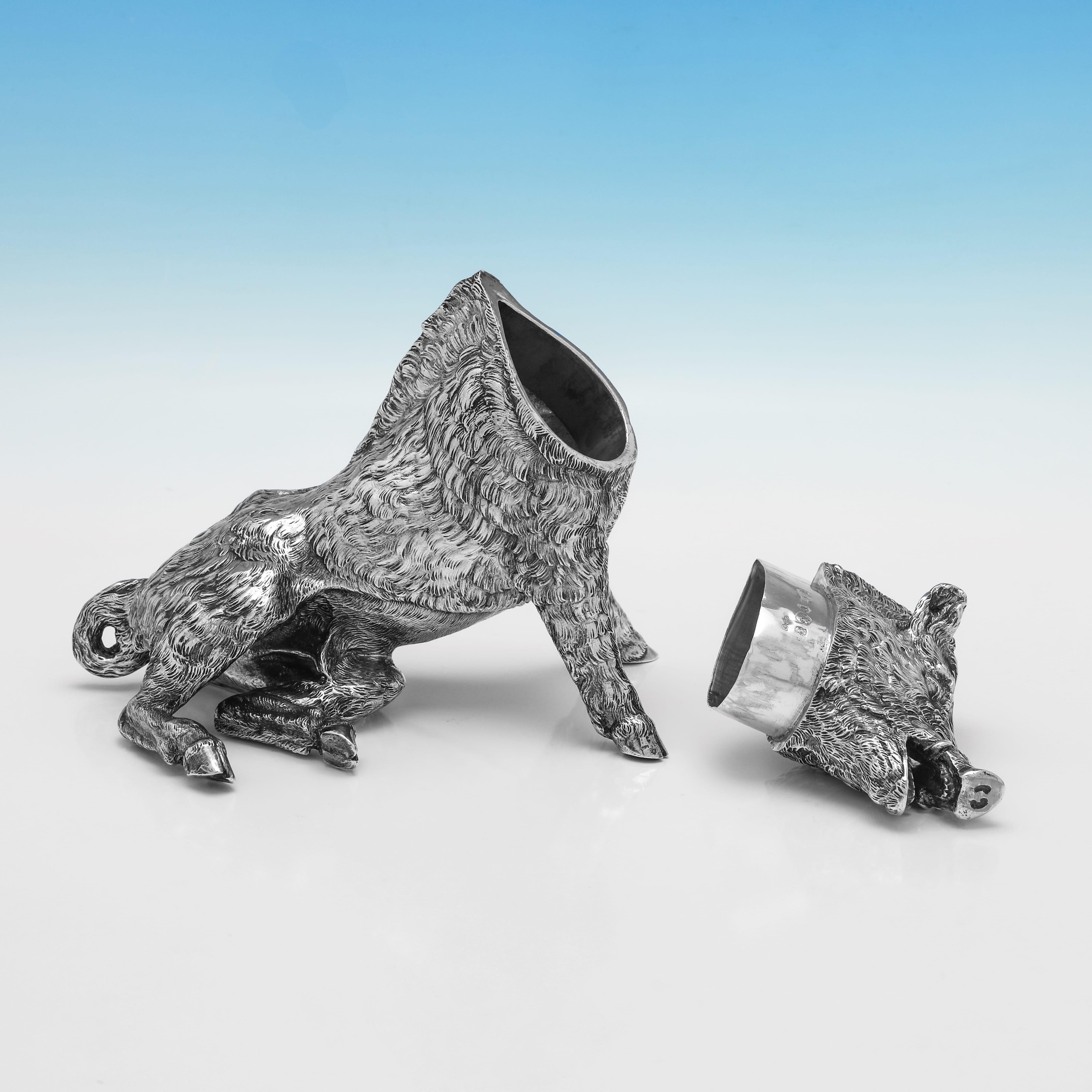 Raro modelo antiguo eduardiano de plata de ley de un jabalí de Berthold Muller 1906 en Bueno estado para la venta en London, London