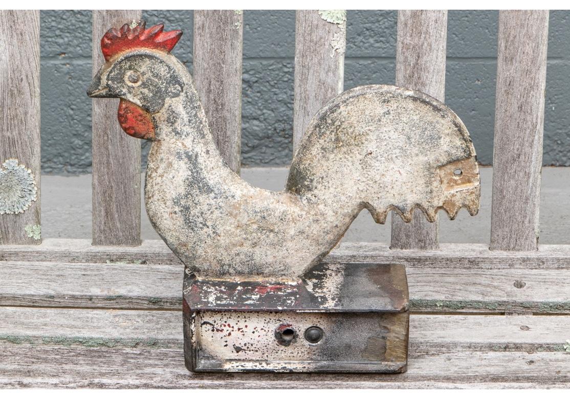 North American Rare Antique Elgin Cast Iron Rooster Windmill Weight
