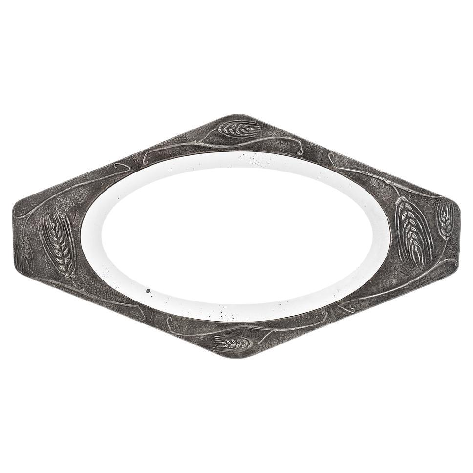 Rare Antique Embossed Metal Wall Mirror Signed Chambellan, circa 1915 For Sale