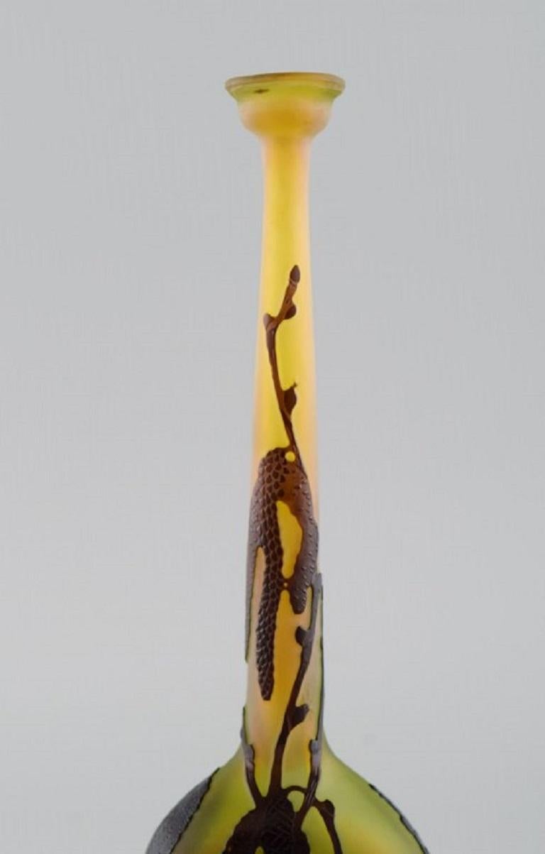 20th Century Rare Antique Emile Gallé Vase in Yellow and Dark Art Glass, Early 20th C For Sale