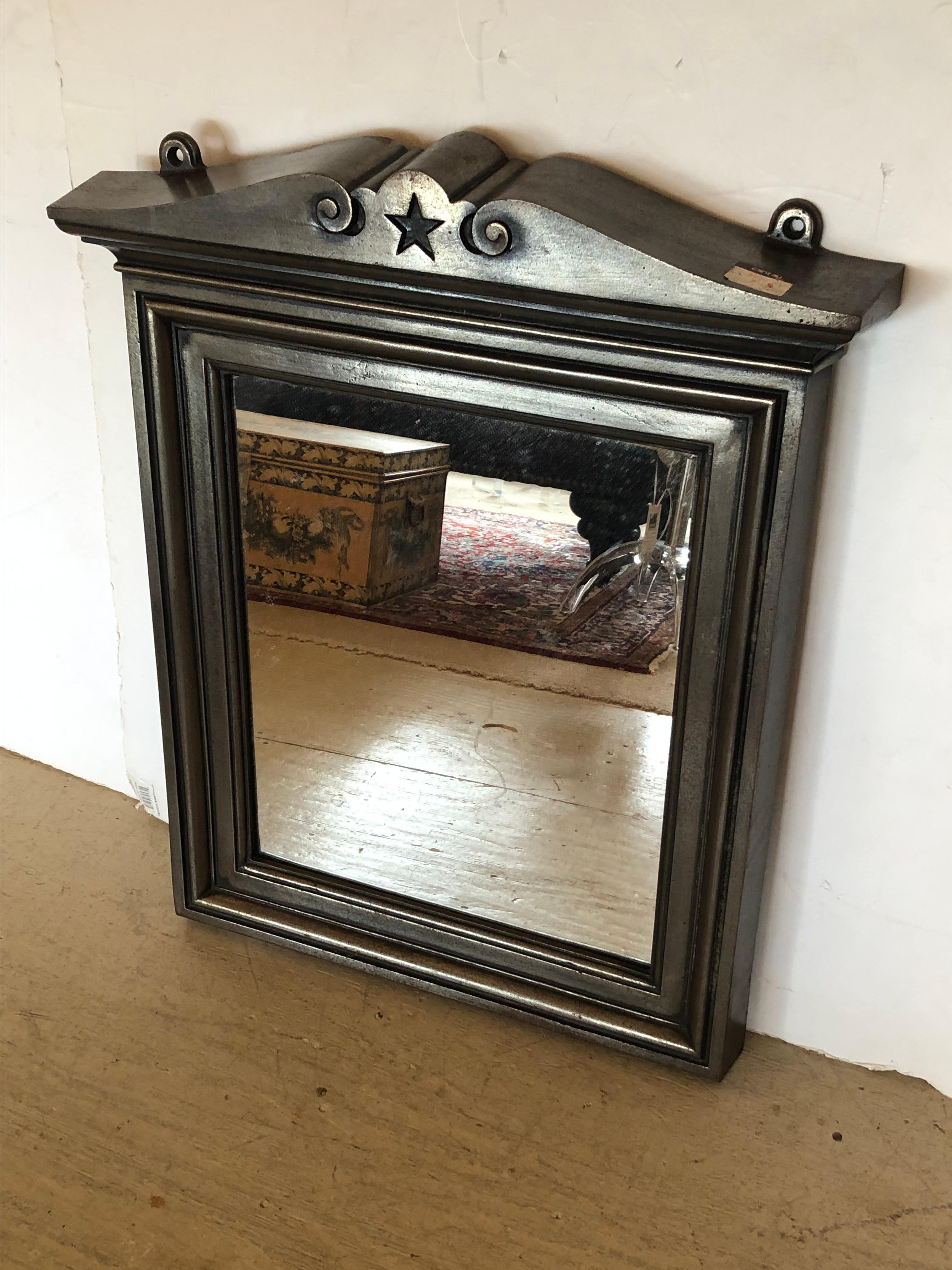 Rare Antique English Architectural Neoclassical Iron Mirror In Good Condition For Sale In Hopewell, NJ