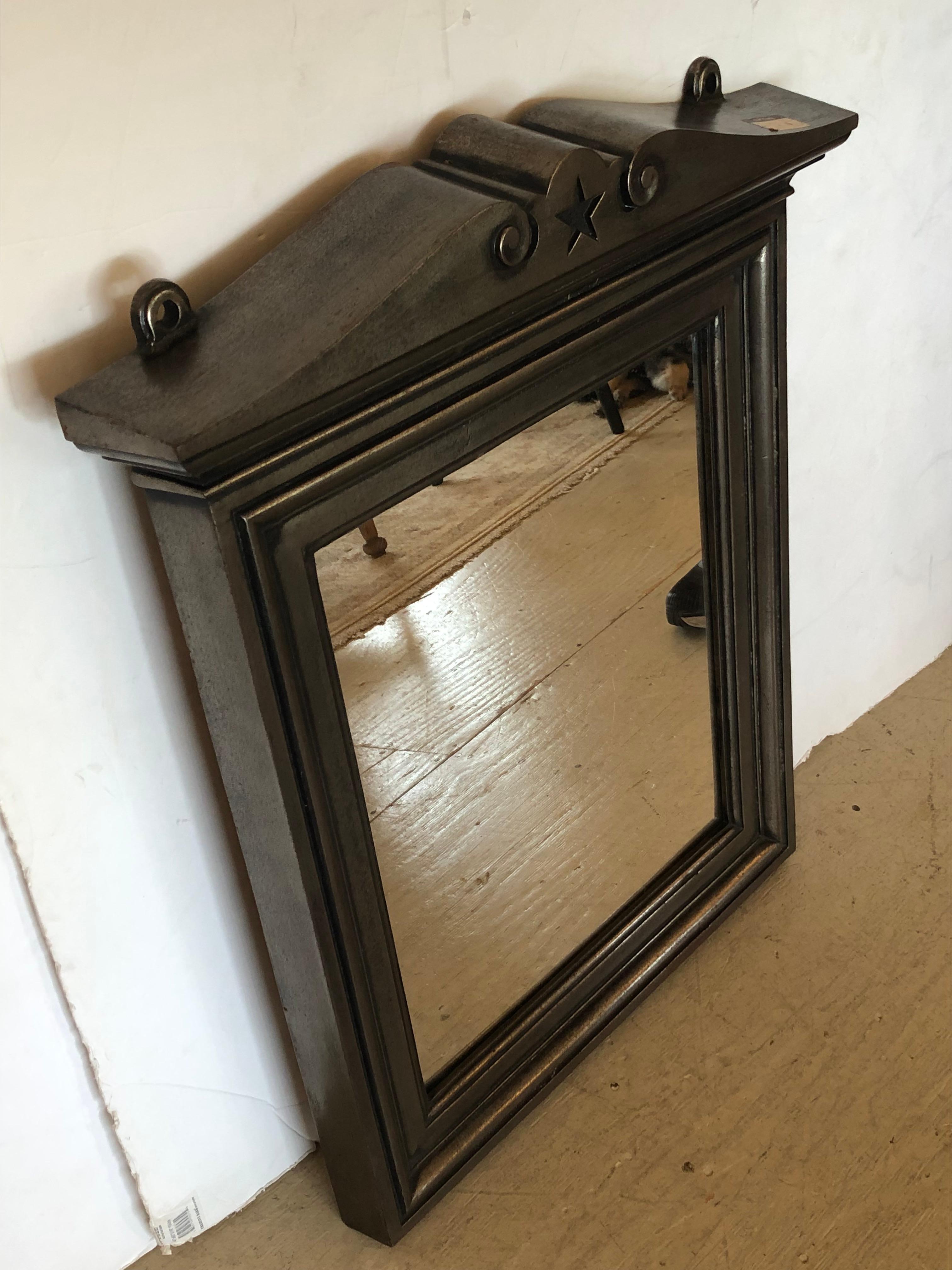 19th Century Rare Antique English Architectural Neoclassical Iron Mirror For Sale