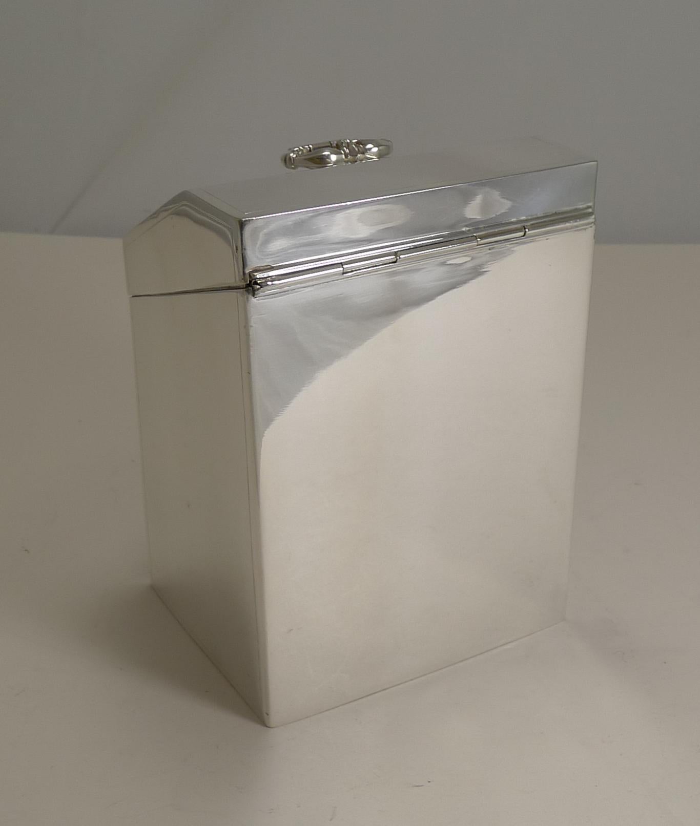 Silver Plate Rare Antique English Biscuit Box in the form of a Knife Box, circa 1880