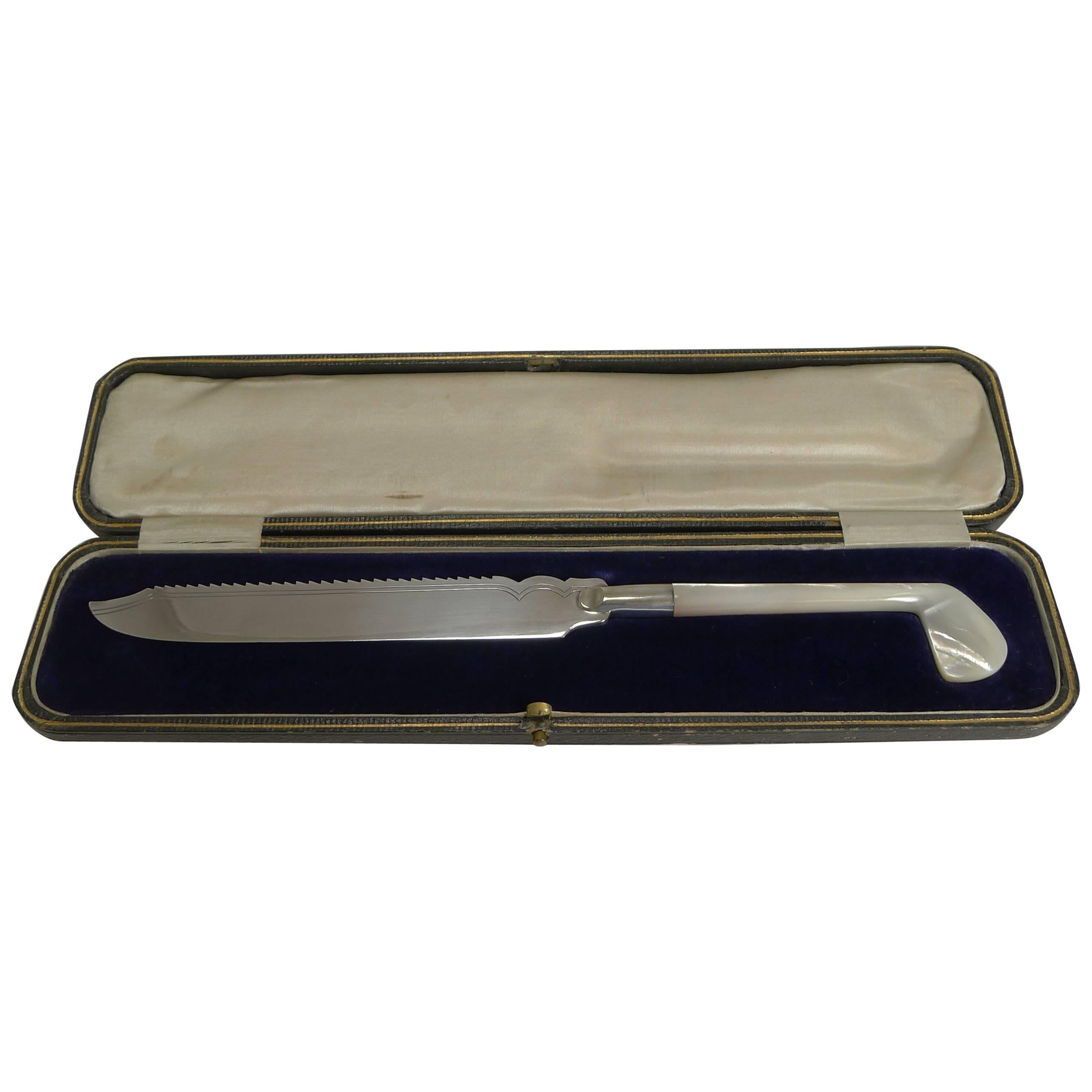 Rare couteau à gâteaux anglais ancien, club de golf, 1910
