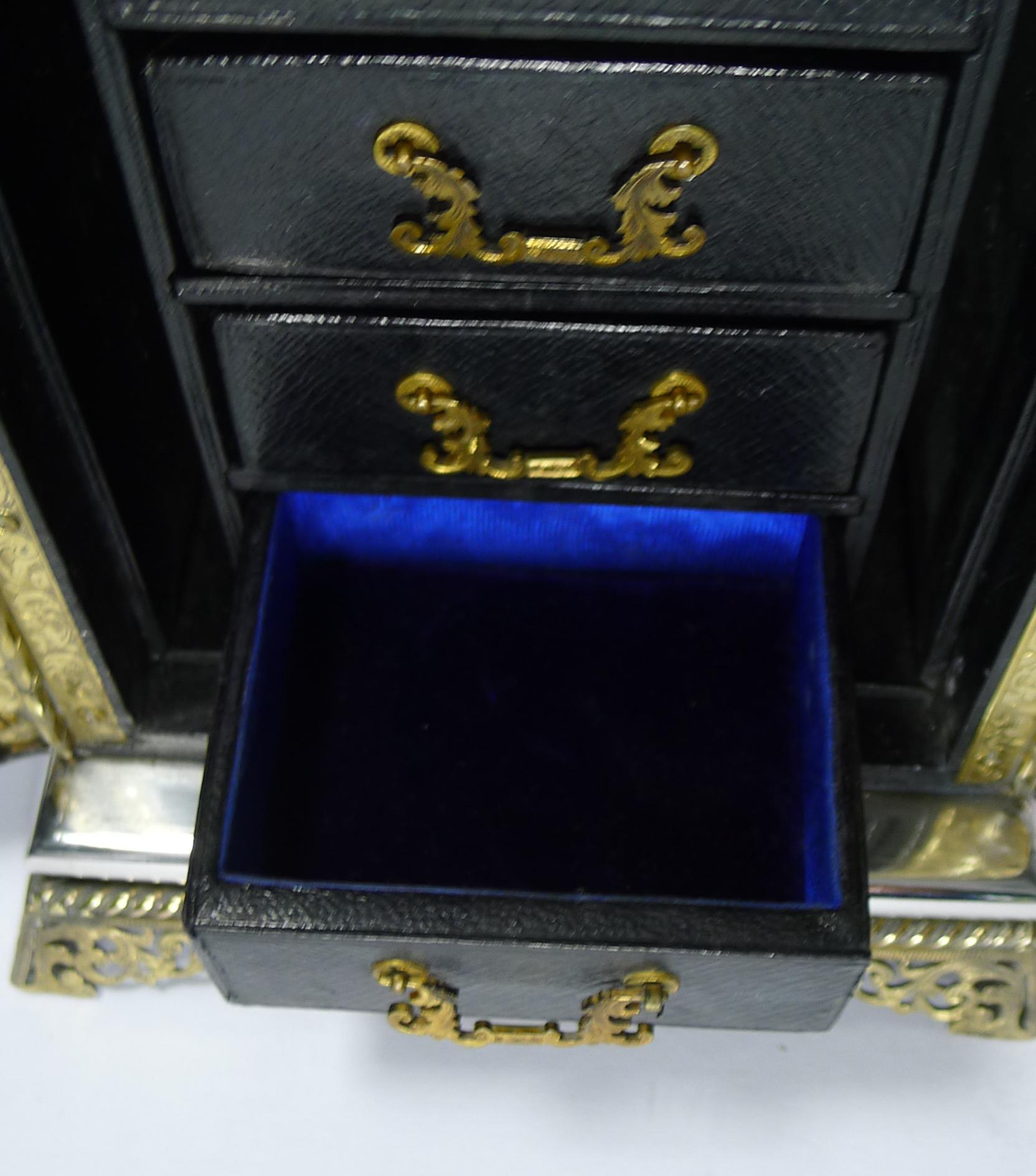 Gilt Rare Antique English Coin Safe / Jewelry Cabinet, circa 1860