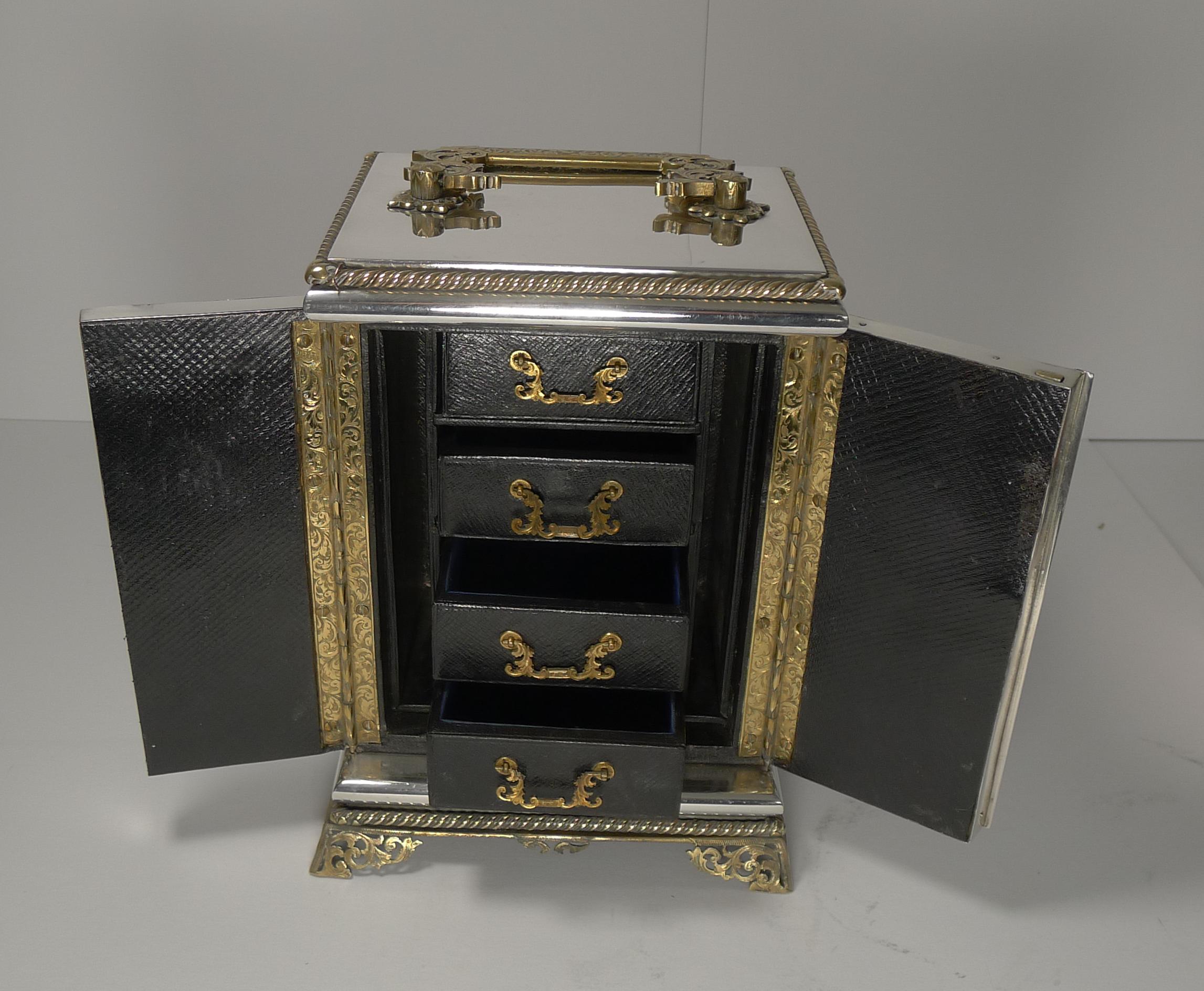 Mid-19th Century Rare Antique English Coin Safe / Jewelry Cabinet, circa 1860