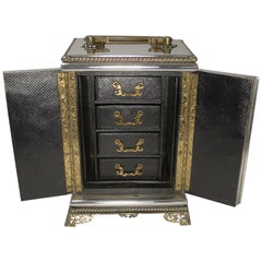 Rare Antique English Coin Safe / Jewelry Cabinet, circa 1860