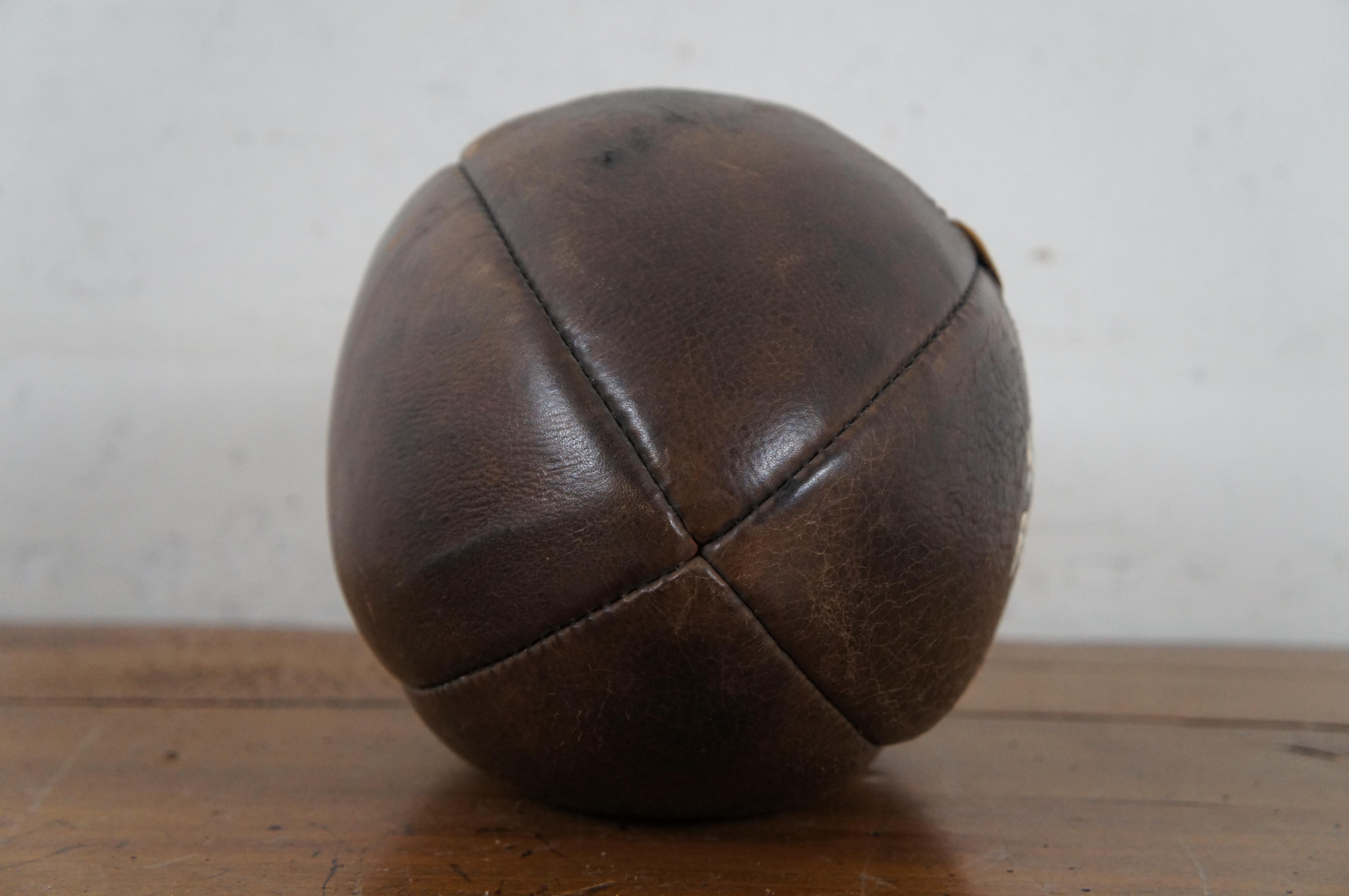 20th Century Rare Antique English Four Panel Leather Herlequins Rugby Football Club Ball 12