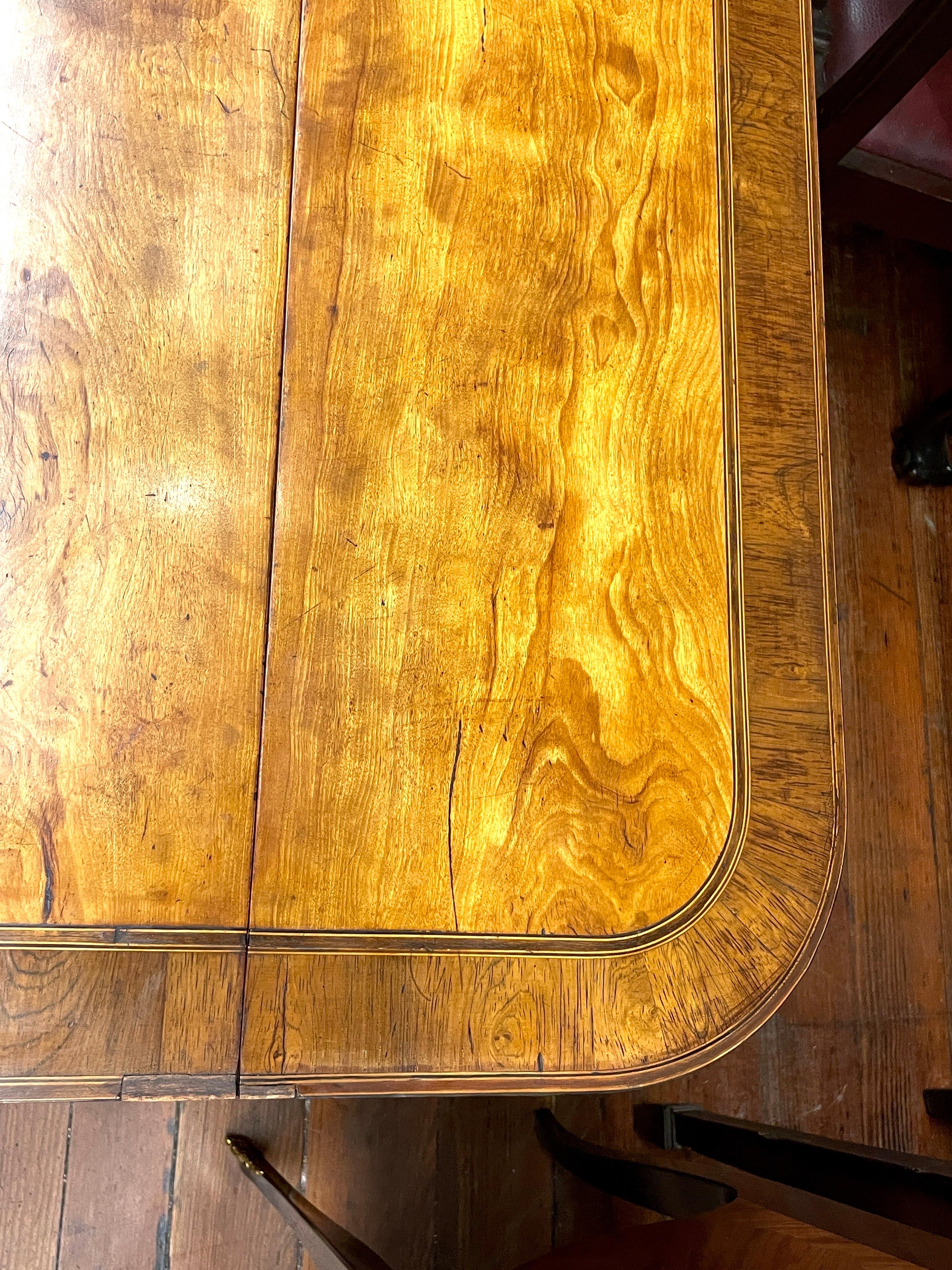 18th Century Rare Antique English Geo. III Regency Inlaid Satinwood Drop-Leaf Pembroke Table For Sale