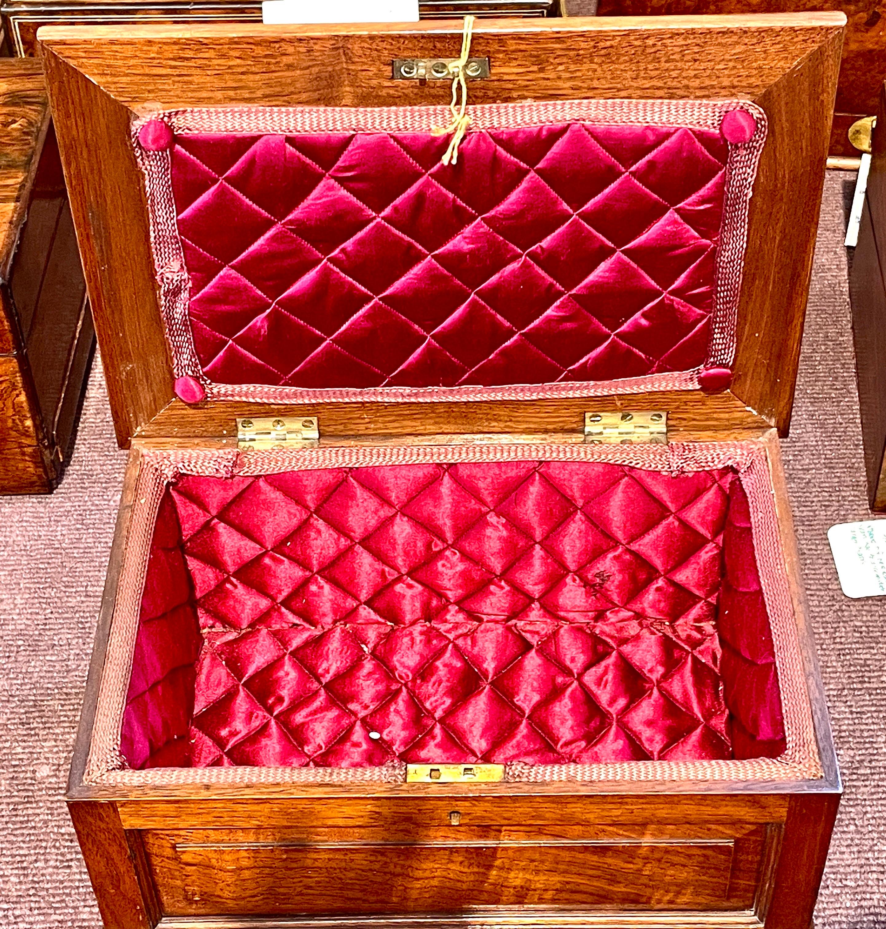 Hand-Carved Rare Antique English Hand Carved Burr Walnut Monogrammed Box, Satin-Lined For Sale