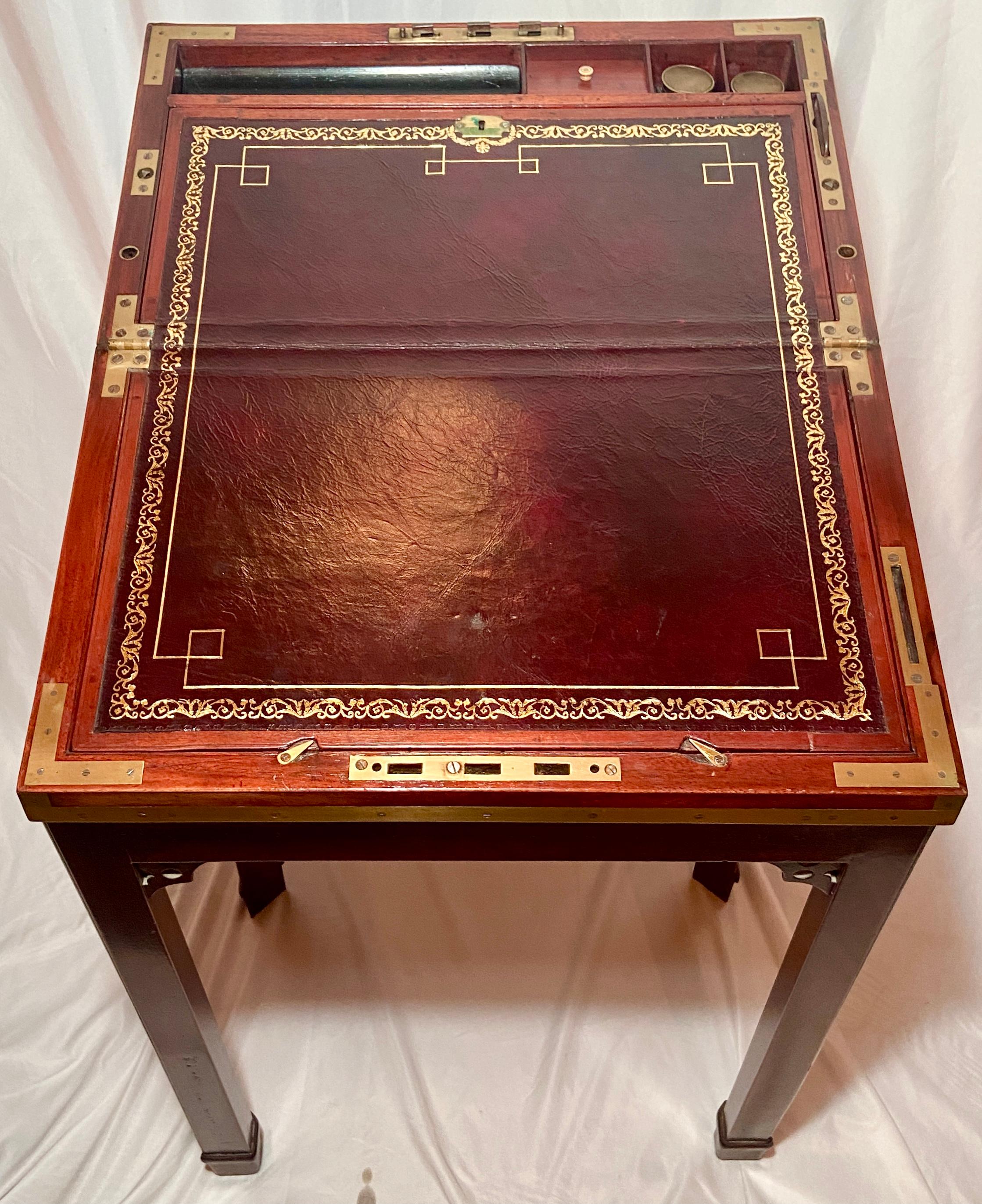 Rare Antique English Mahogany Brass Bound Travel Box, circa 1800 In Good Condition For Sale In New Orleans, LA