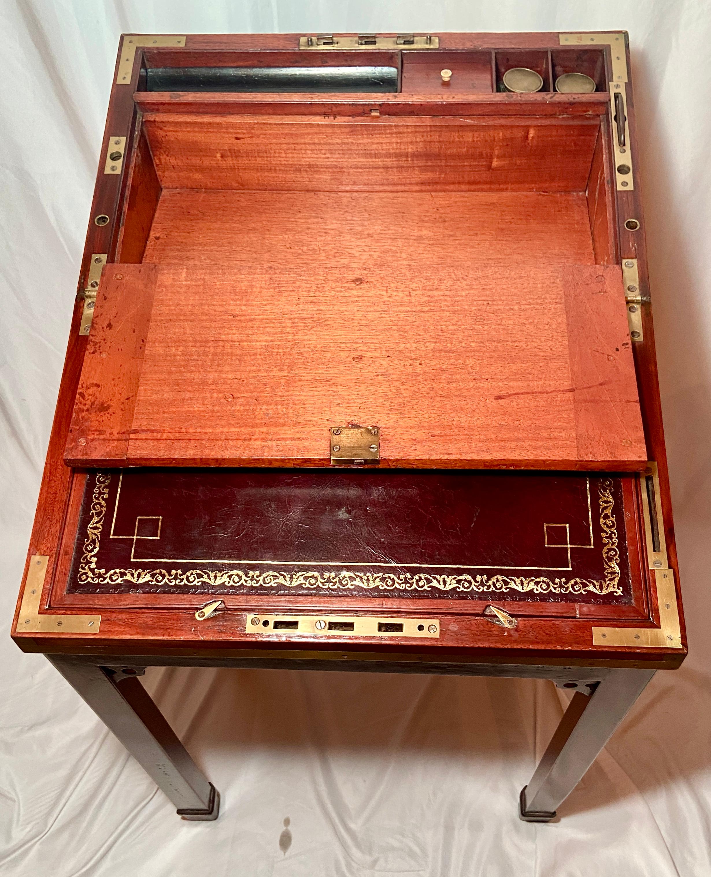 19th Century Rare Antique English Mahogany Brass Bound Travel Box, circa 1800 For Sale