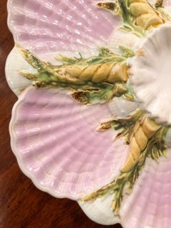 Rare Antique English Majolica Oyster Plate Signed "George Jones", circa 1880s
