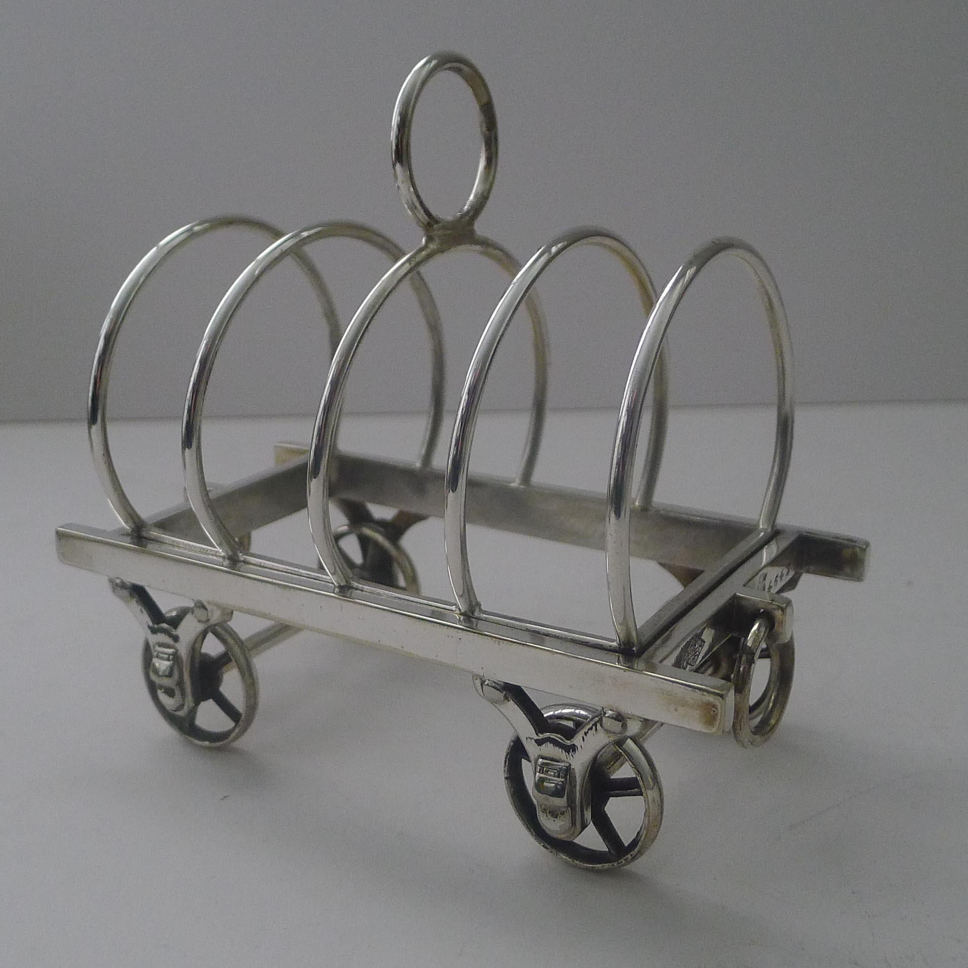 Rare Antique English Novelty Toast Rack - Wagon / Caravan - Reg. 1879 For Sale 4