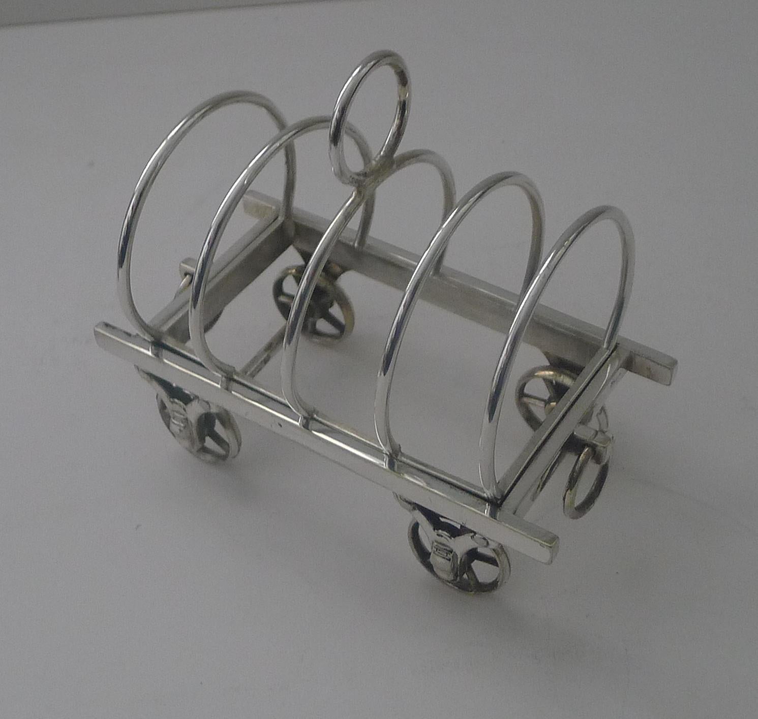 Late 19th Century Rare Antique English Novelty Toast Rack - Wagon / Caravan - Reg. 1879 For Sale