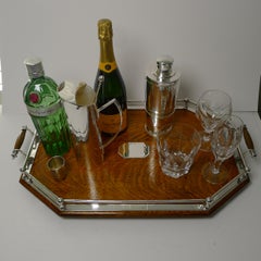 Rare Antique English Oak & Solid Sterling Silver Tray, 1904