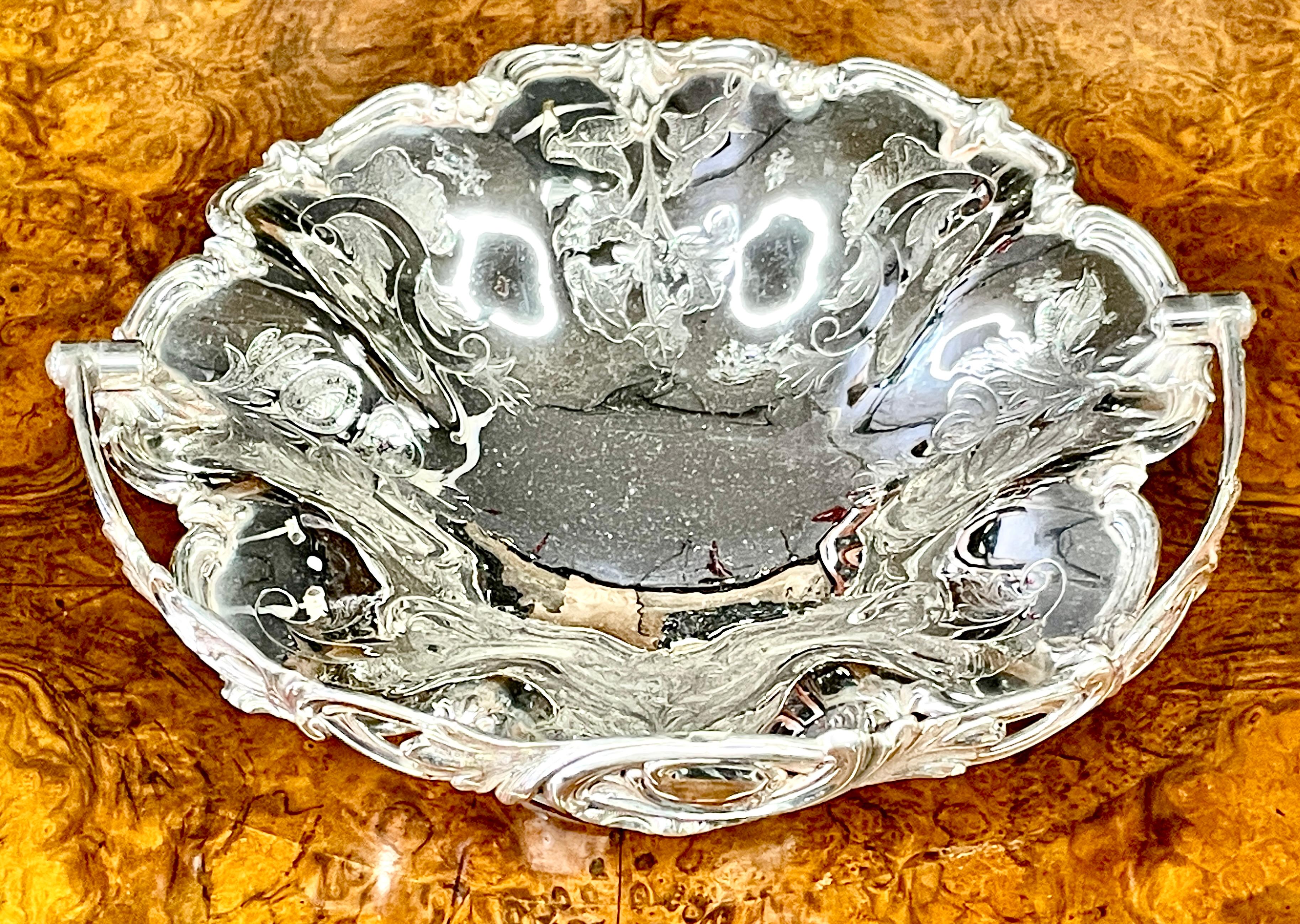 Silver Rare Antique English Old Sheffield Plate period Geo. IV Jas. Dixon round Basket For Sale