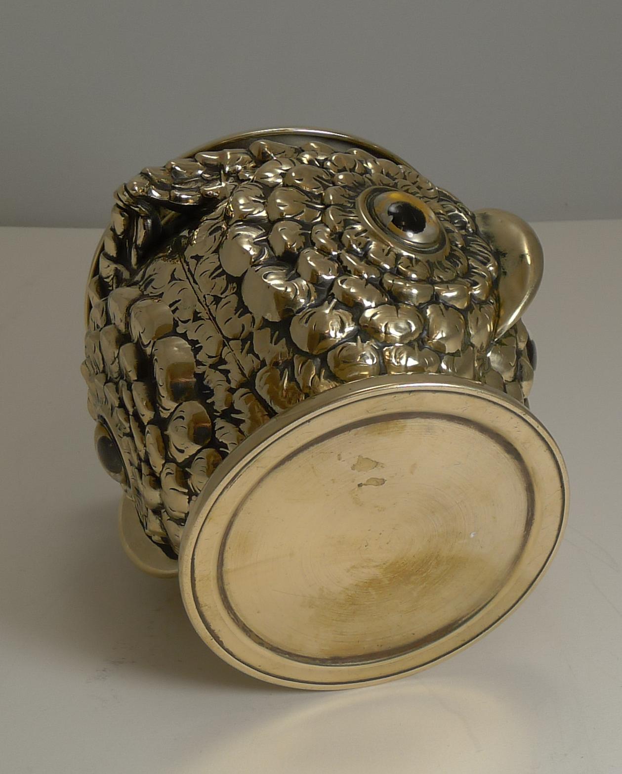 Rare Antique English Owl Jardiniere / Planter circa 1880, Glass Eyes 1