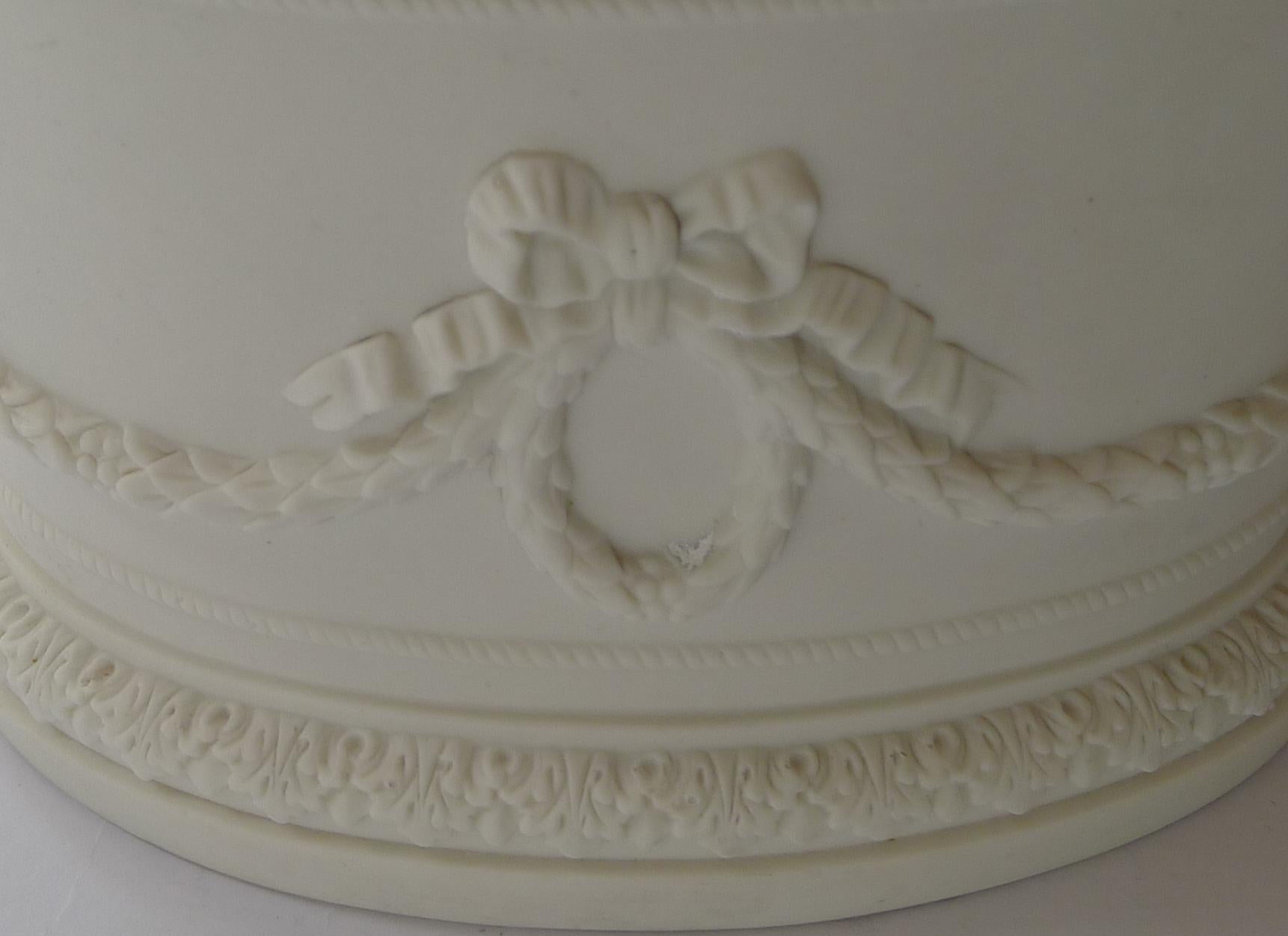 Rare Antique English Parian & Silver Plate Biscuit Box, c.1880 In Good Condition In Bath, GB