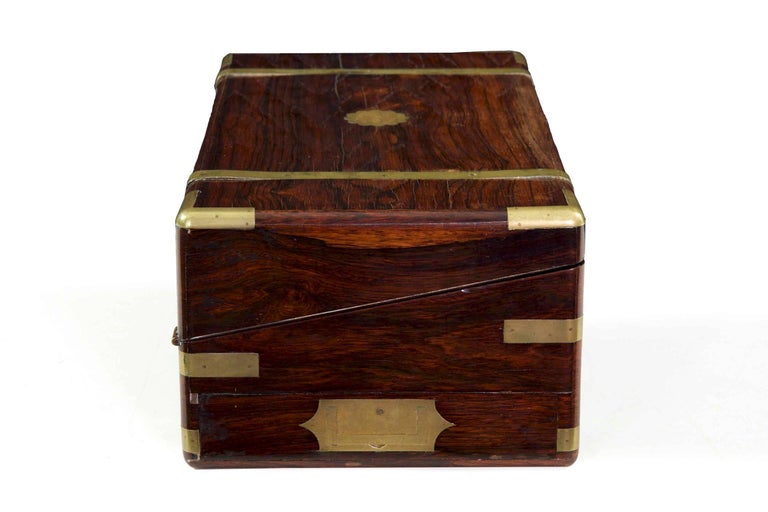 Rare Antique English Regency Rosewood and Brass Writing Slope Box Lap