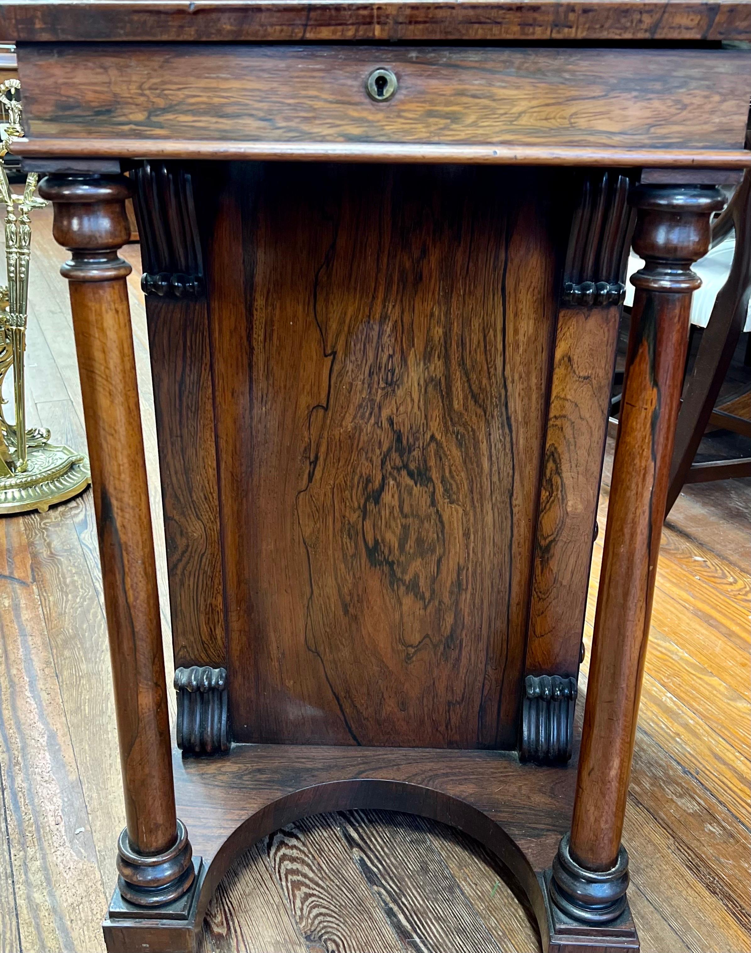 This wonderful early 19th century Antique English Rosewood and ebonized Davenport or Ship Captain's Desk is one of the finest we've had in recent years. Davenports or Ship Captain's Desks are so-named originally for a Captain Davenport for whom a