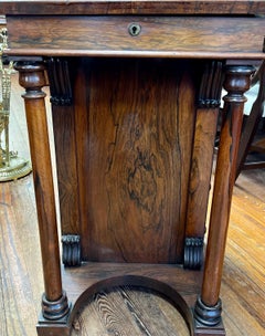 Rare Antique English Regency Rosewood Davenport with Spring-Loaded Pen Drawer