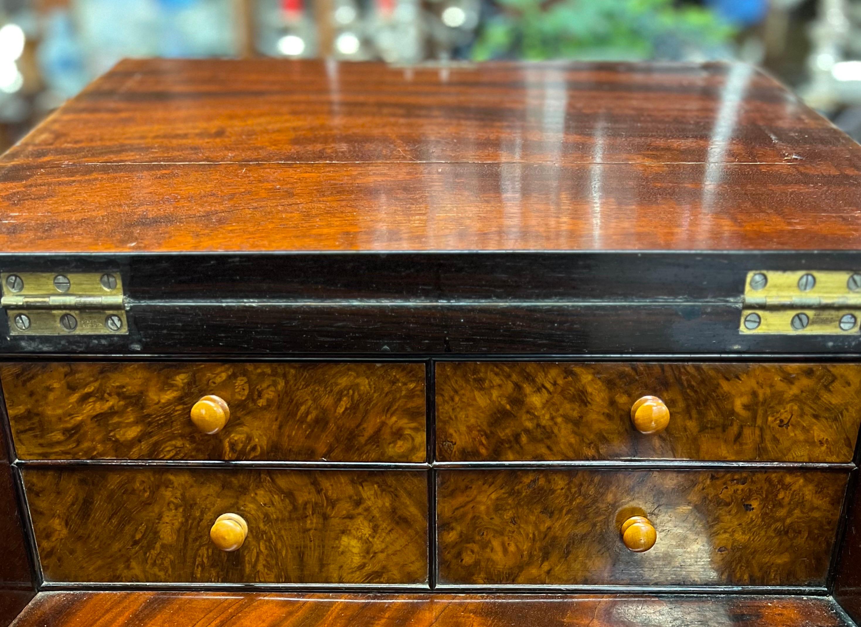 Hand-Crafted Rare Antique English Regency Rosewood Davenport with Spring-Loaded Pen Drawer For Sale