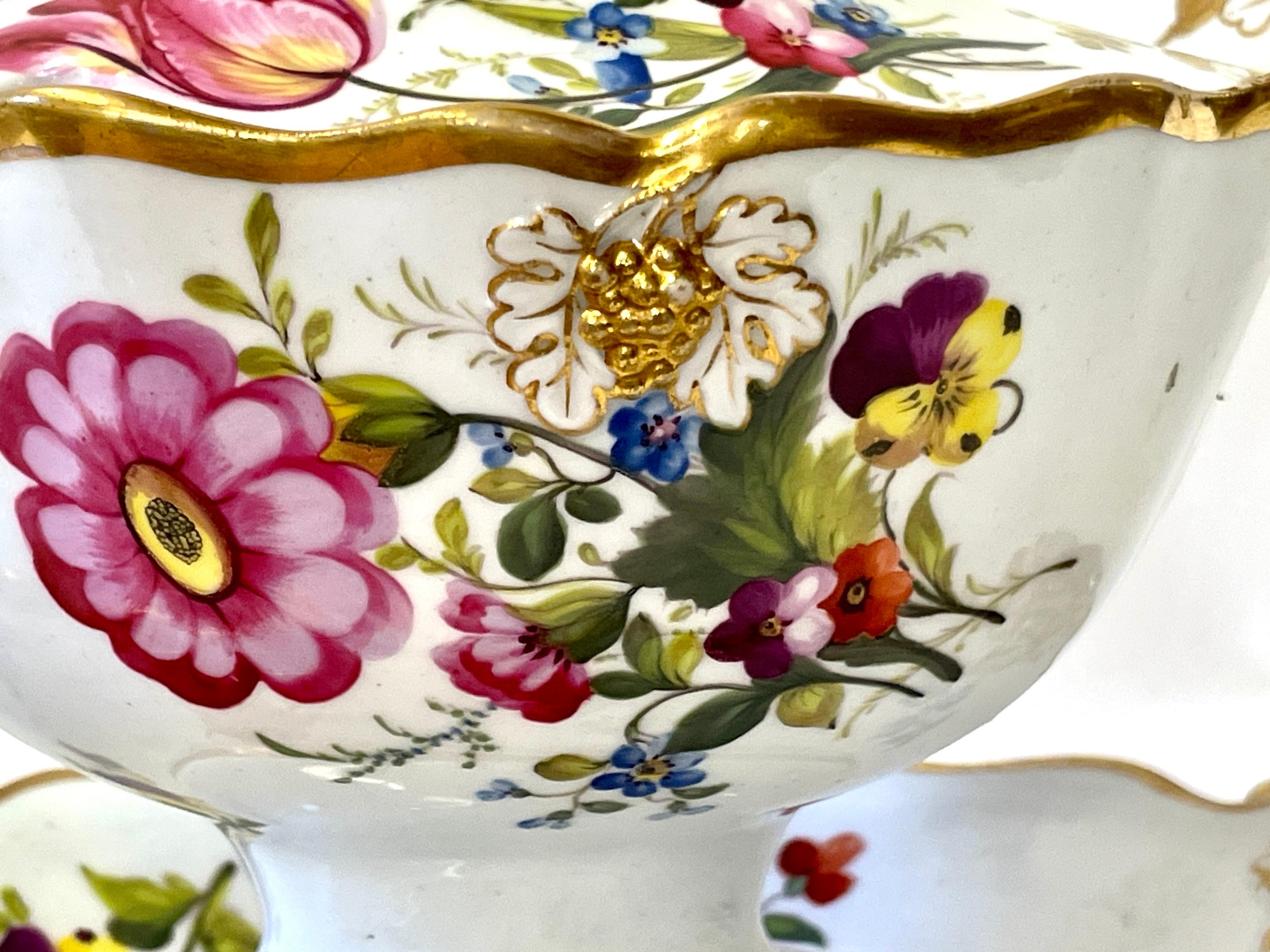 Rare Antique English Ridgway Hand Painted Porcelain Botanical Sauce Tureen 6