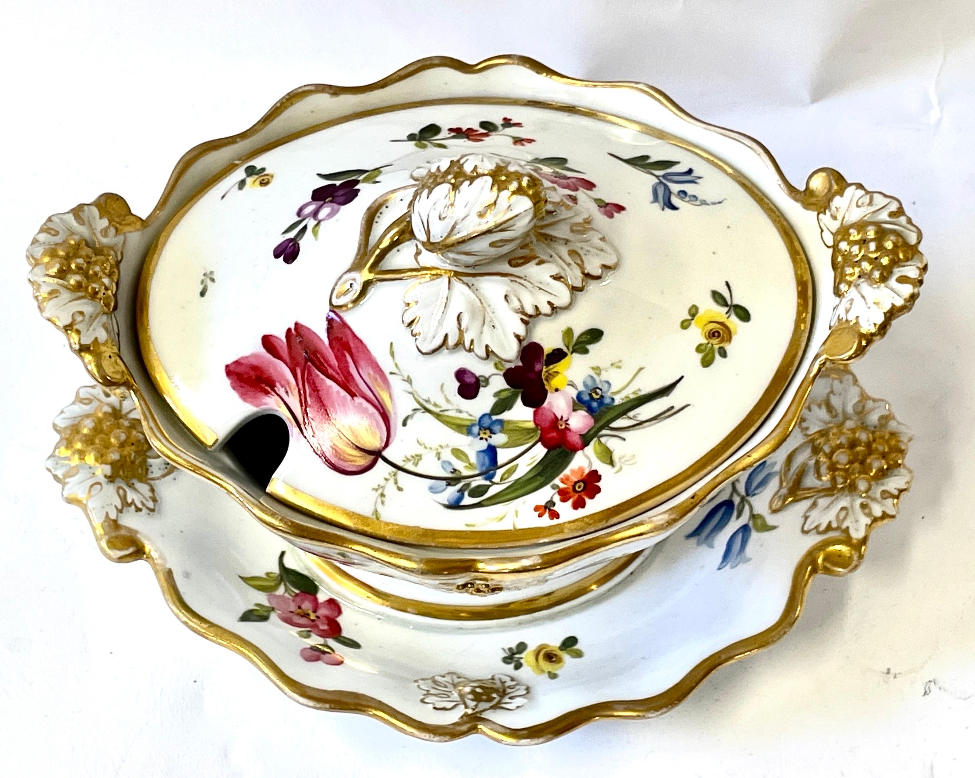 Rare and Exceptional Quality Antique English Ridgway hand painted and gilt Porcelain 