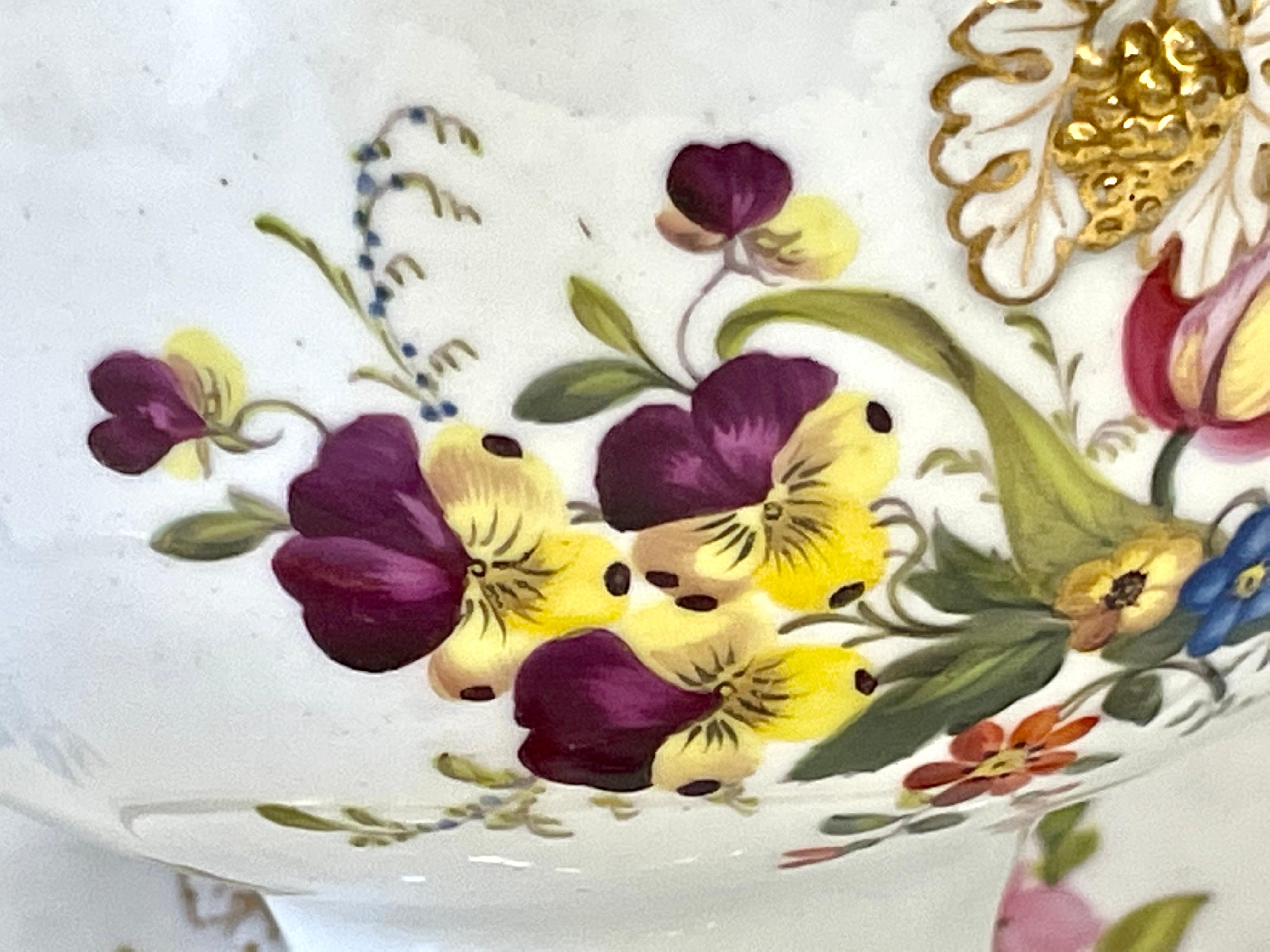 Rare Antique English Ridgway Hand Painted Porcelain Botanical Sauce Tureen 2