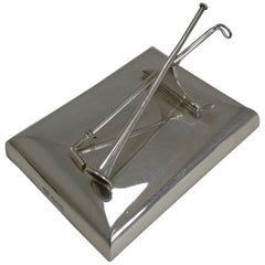 Raro fermalettere antico inglese in argento sterling - Caccia, 1911