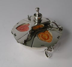 Rare Antique English Sterling Silver Postage Stamp Box by Grey & Co.