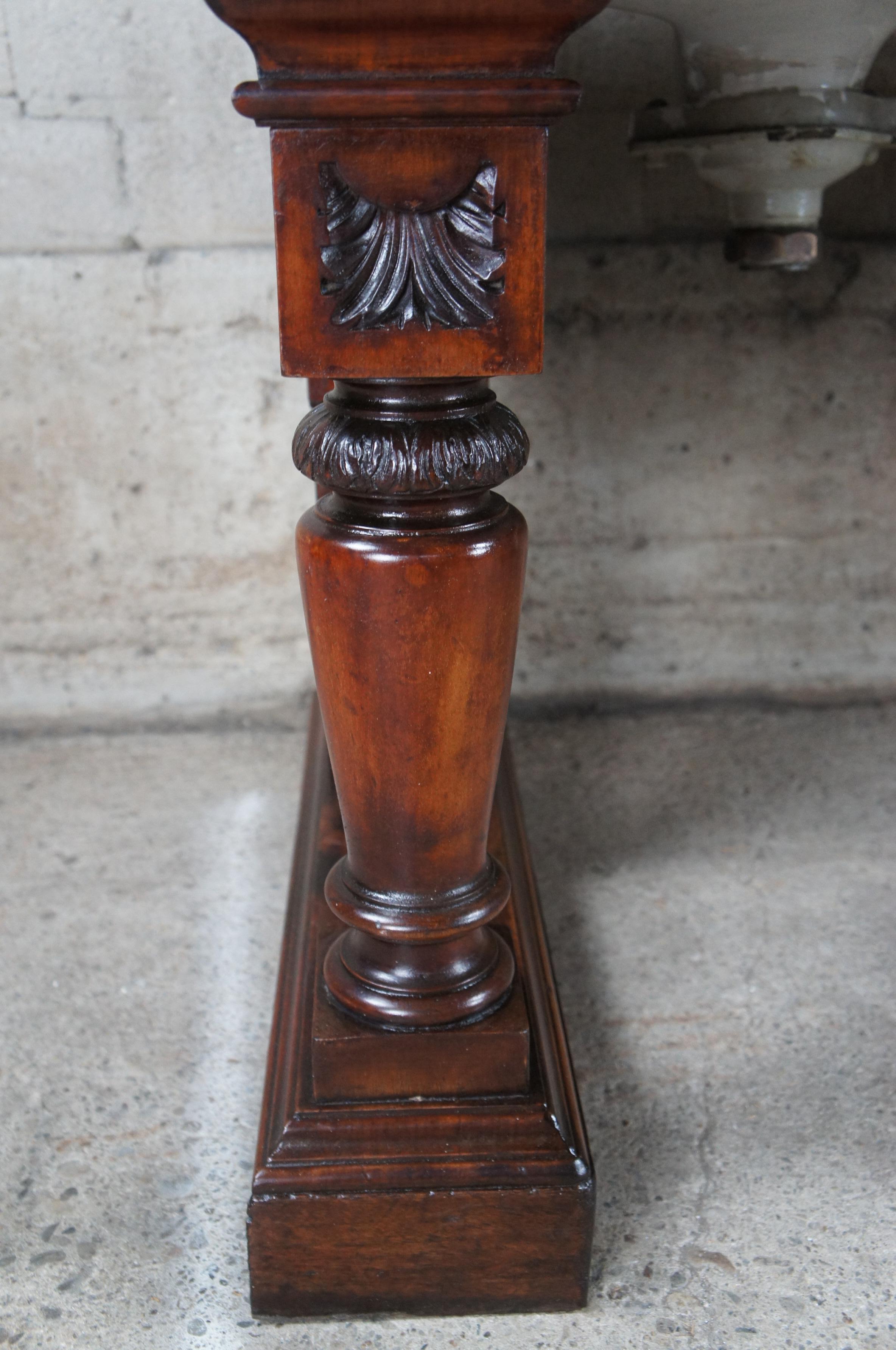 Raro lavabo de baño antiguo inglés victoriano de caoba y mármol 60 en venta 3