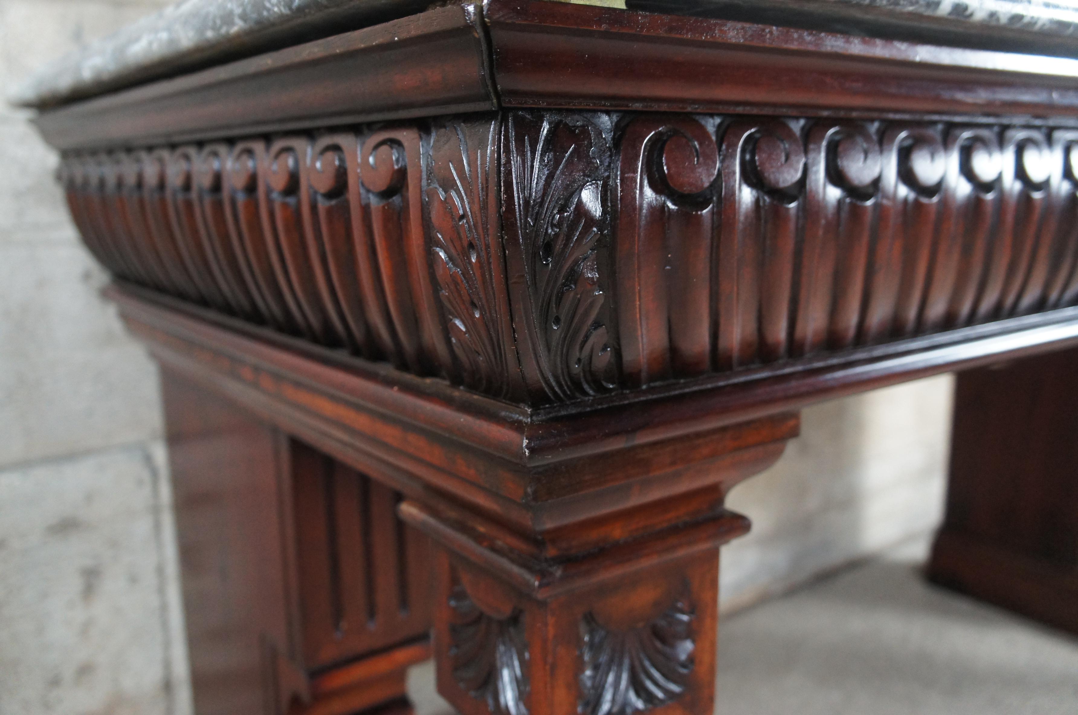Raro lavabo de baño antiguo inglés victoriano de caoba y mármol 60 en venta 5