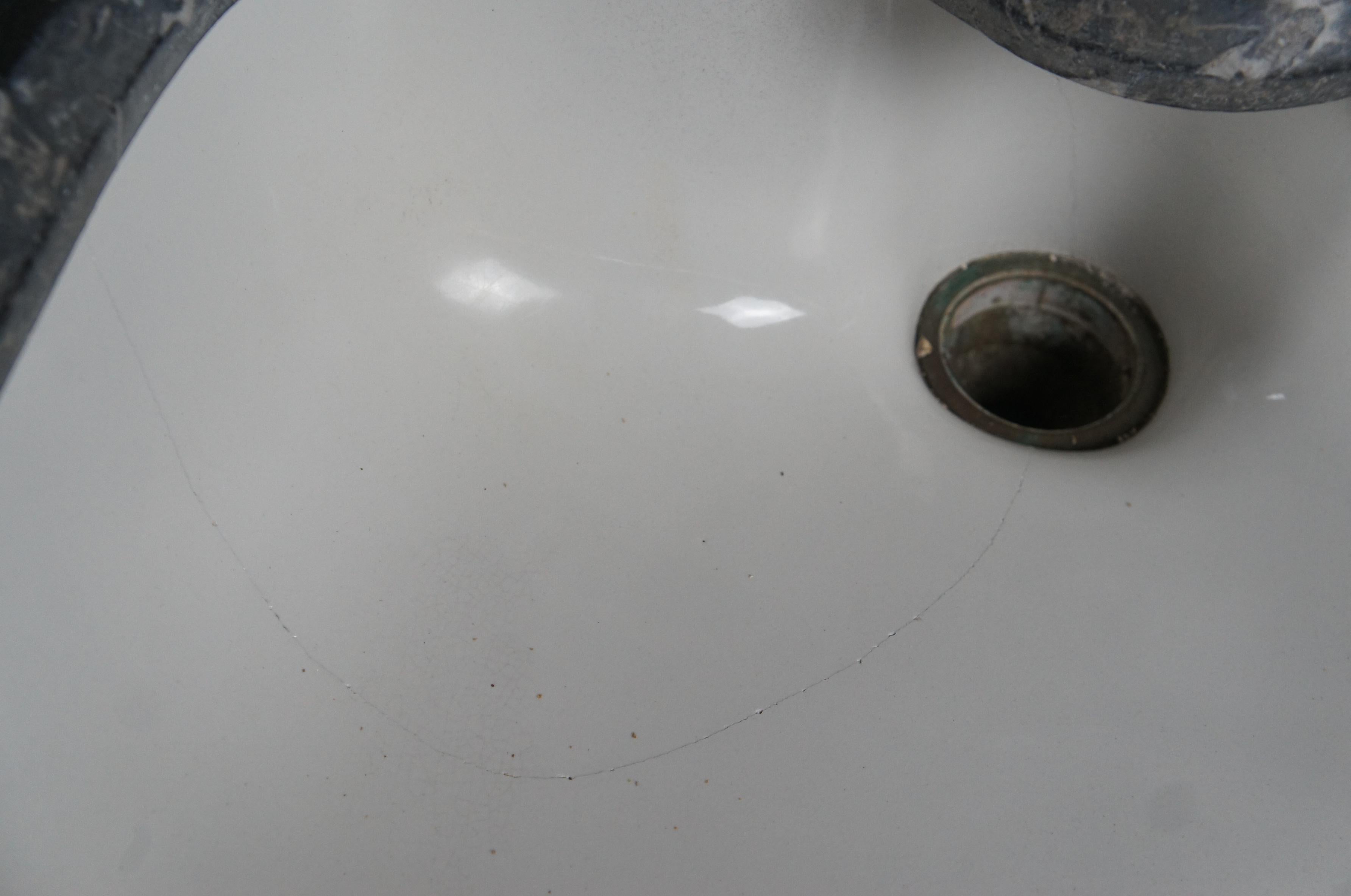 Raro lavabo de baño antiguo inglés victoriano de caoba y mármol 60 siglo XIX en venta