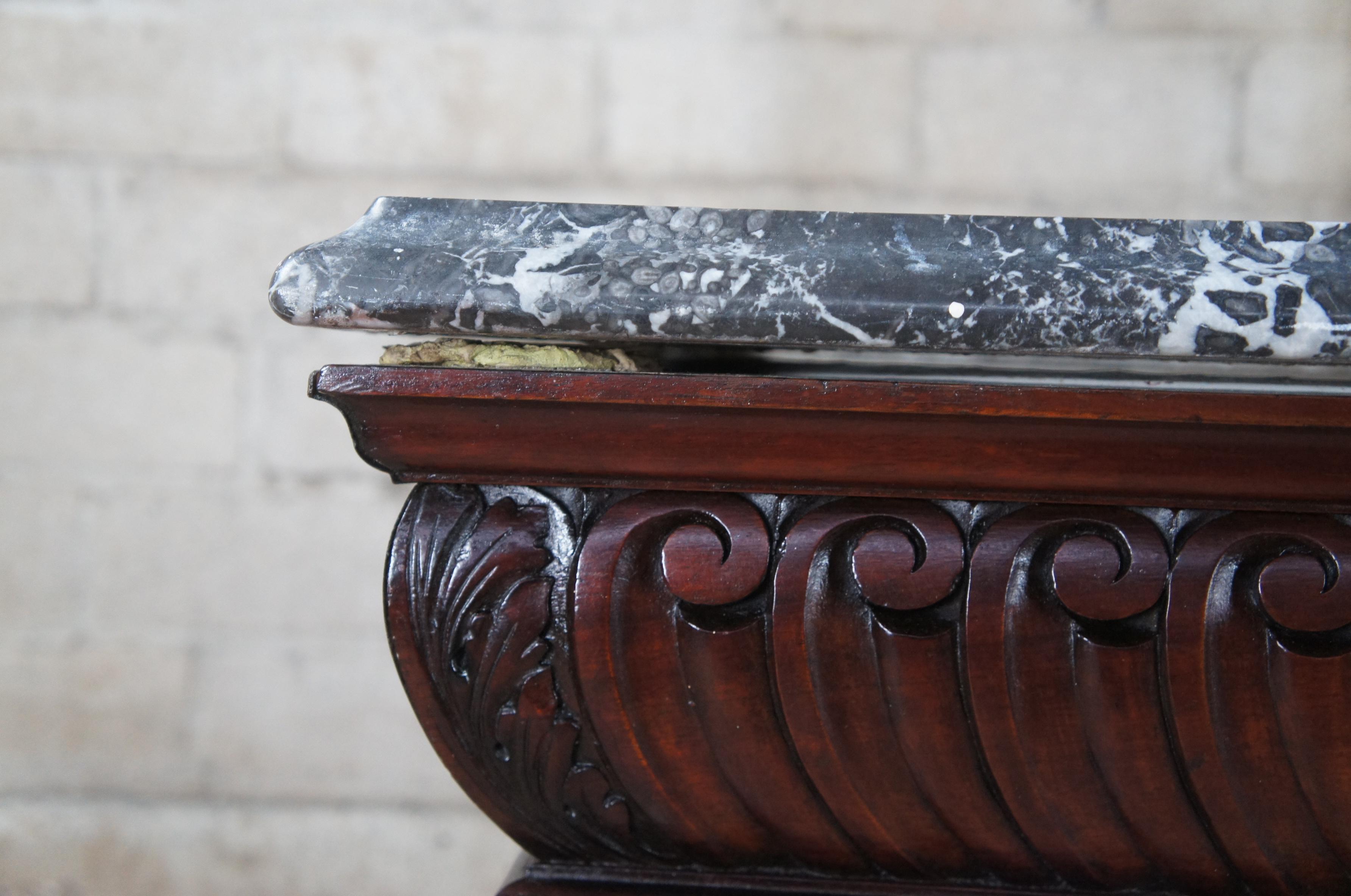 Raro lavabo de baño antiguo inglés victoriano de caoba y mármol 60 en venta 2