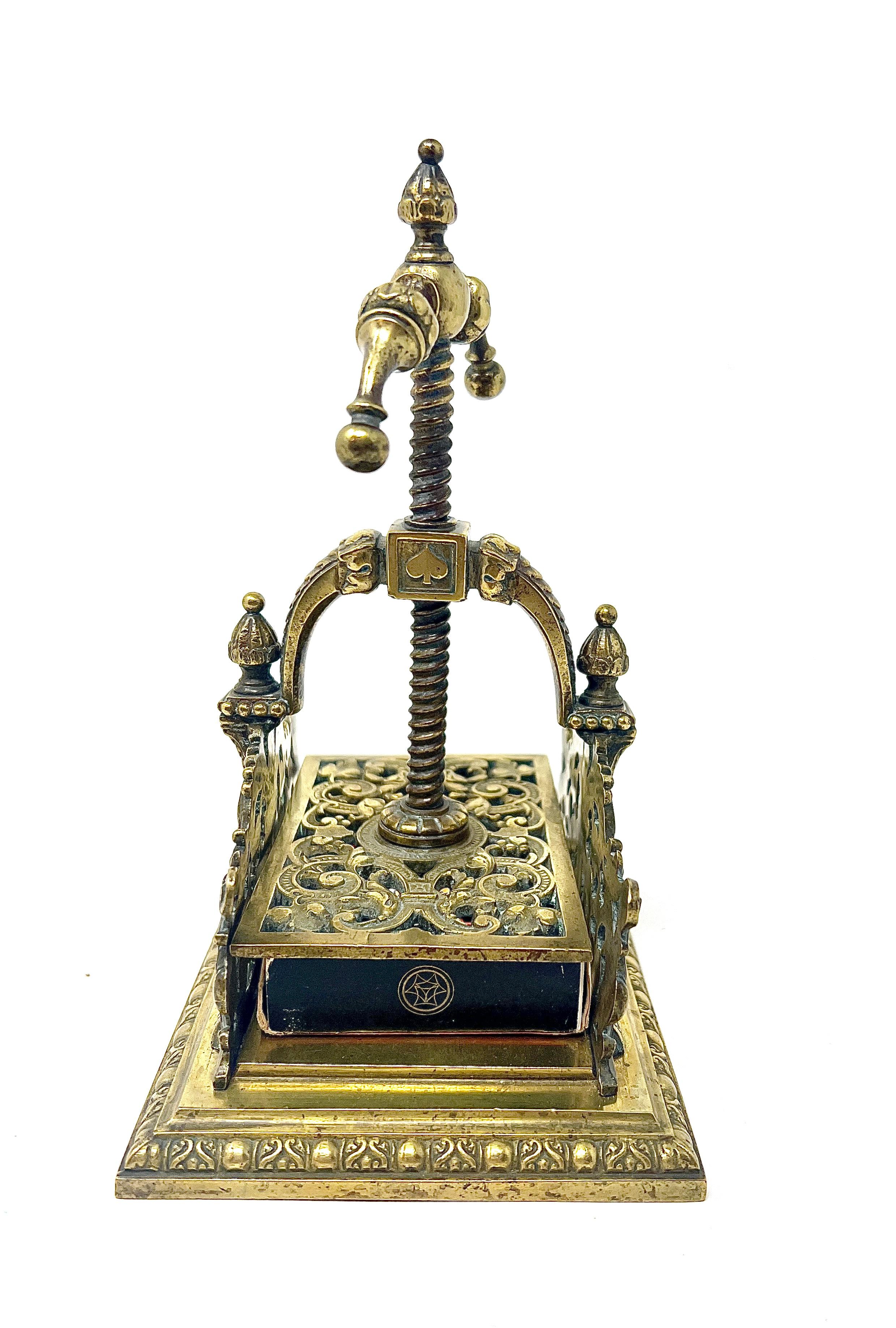Rare Antique English Victorian Solid Brass Playing Card Press, Circa 1880-1890. For Sale 1