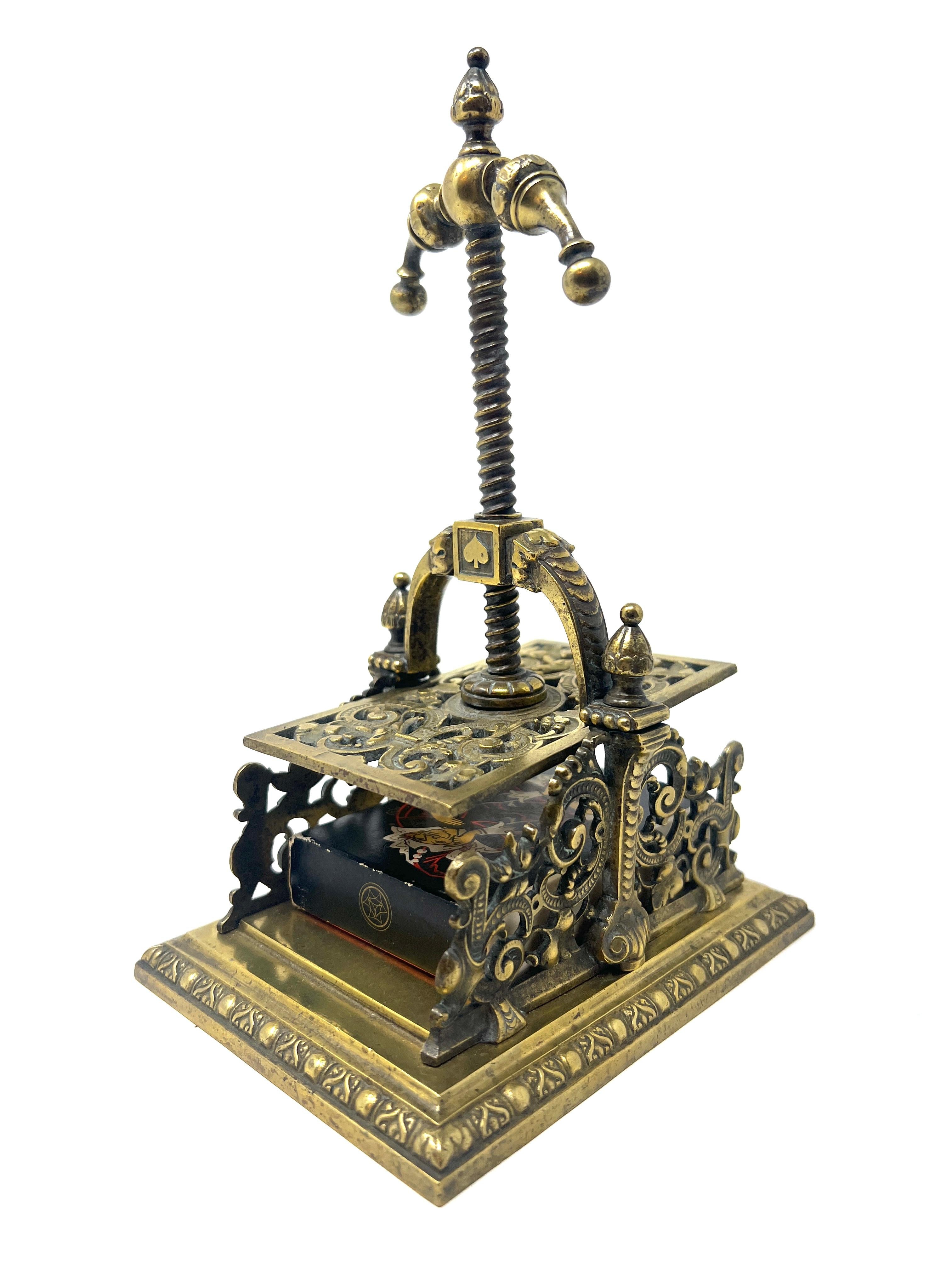 Rare Antique English Victorian Solid Brass Playing Card Press, Circa 1880-1890. For Sale 2