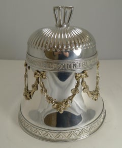 Rare Antique English "Wedding Bell" Biscuit Box in Silver Plate, Reg. 1883