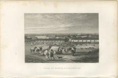 Rare Antique Engraving – Asunción Market Square, Paraguay, 1867