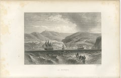 Rare Antique Engraving – Havana, Cuba, Harbor and City Landscape, 1867