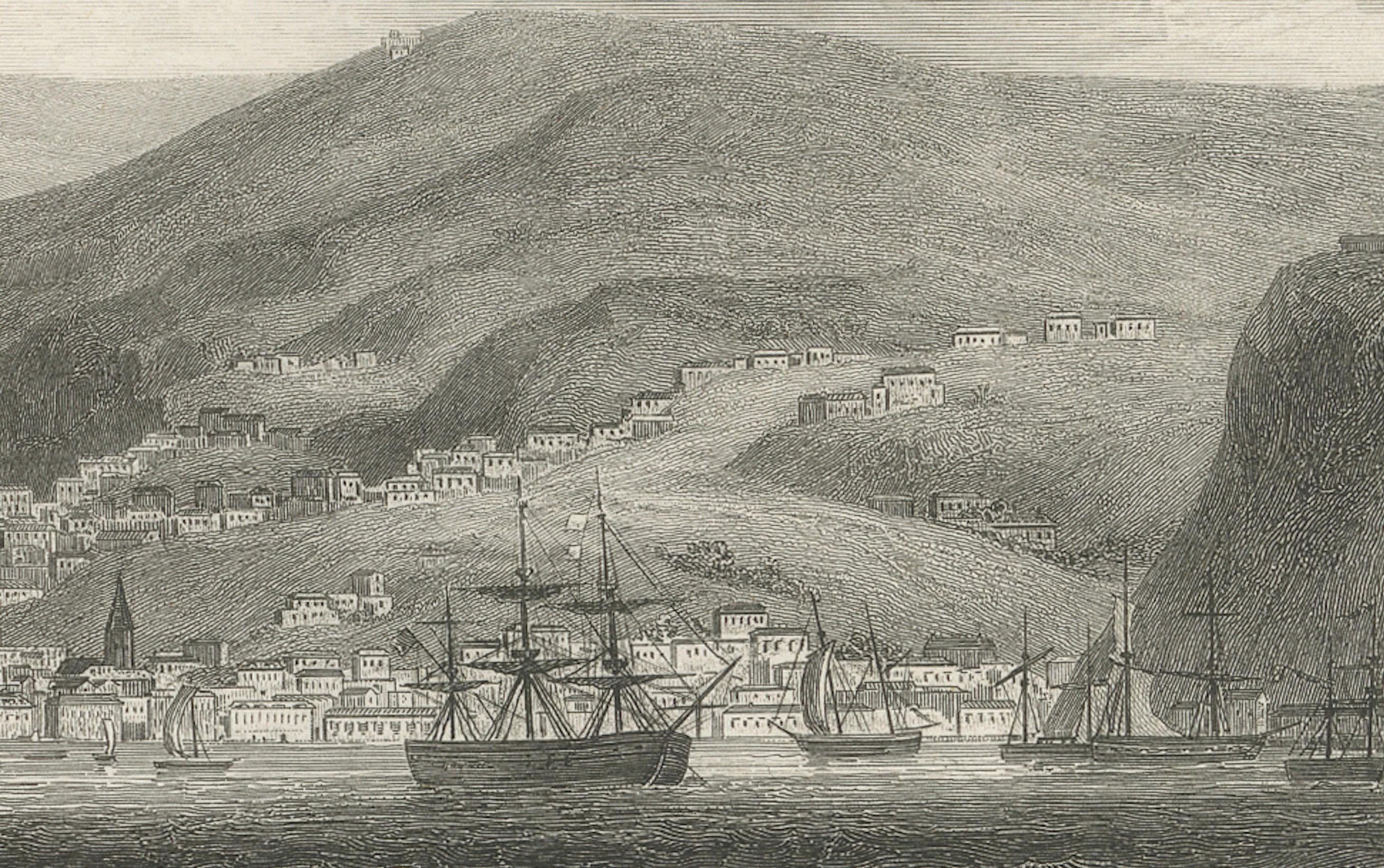 Rare Antique Engraving – Havana, Cuba, Harbor and City Landscape, 1867