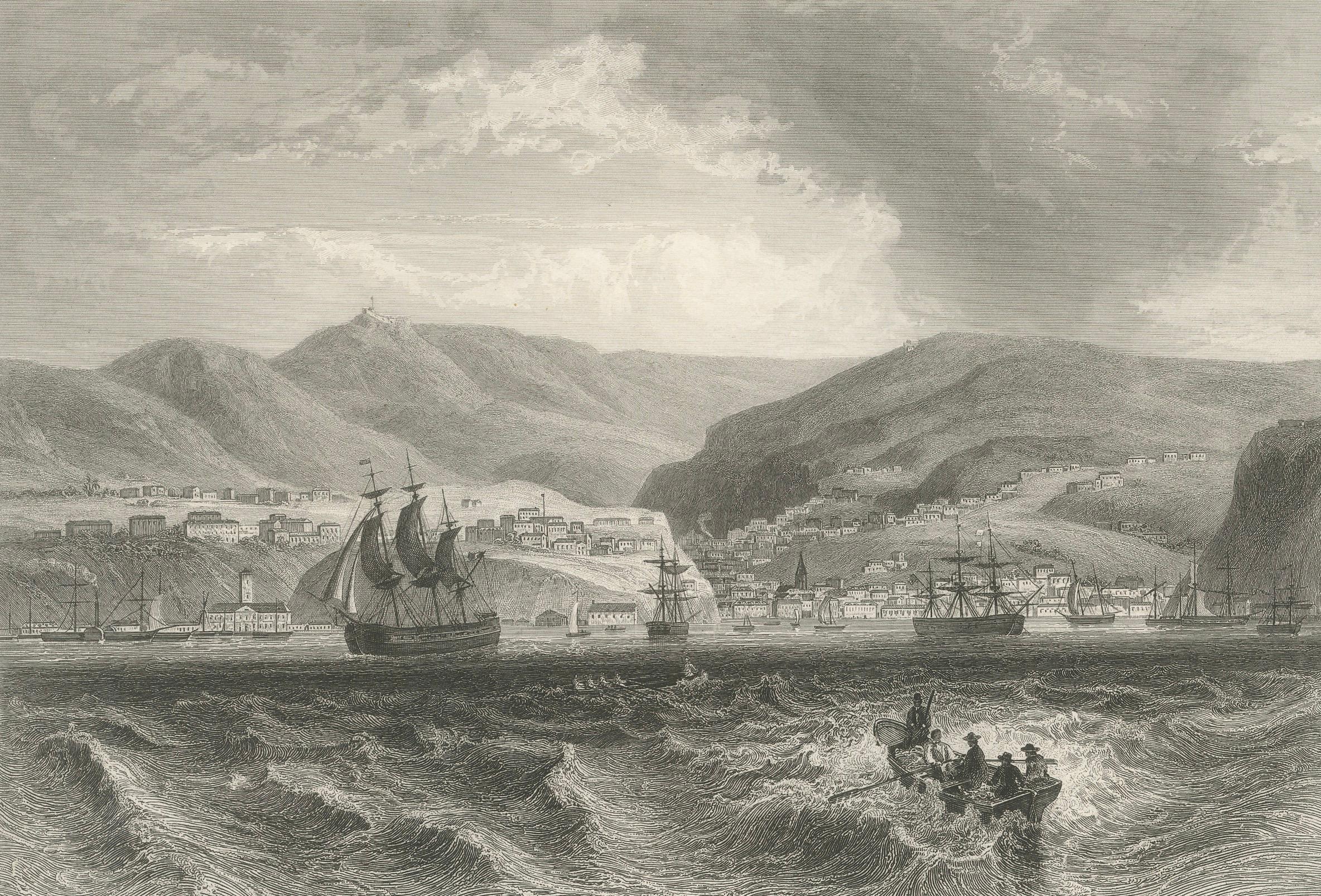 Rare Antique Engraving – Havana, Cuba, Harbor and City Landscape, 1867