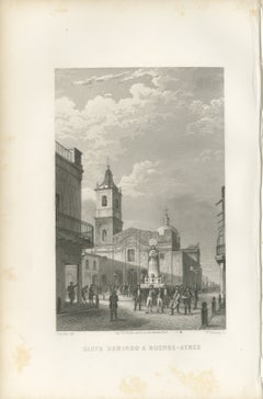 Rare Antique Engraving – Santo Domingo and Buenos Aires Streets, 1867